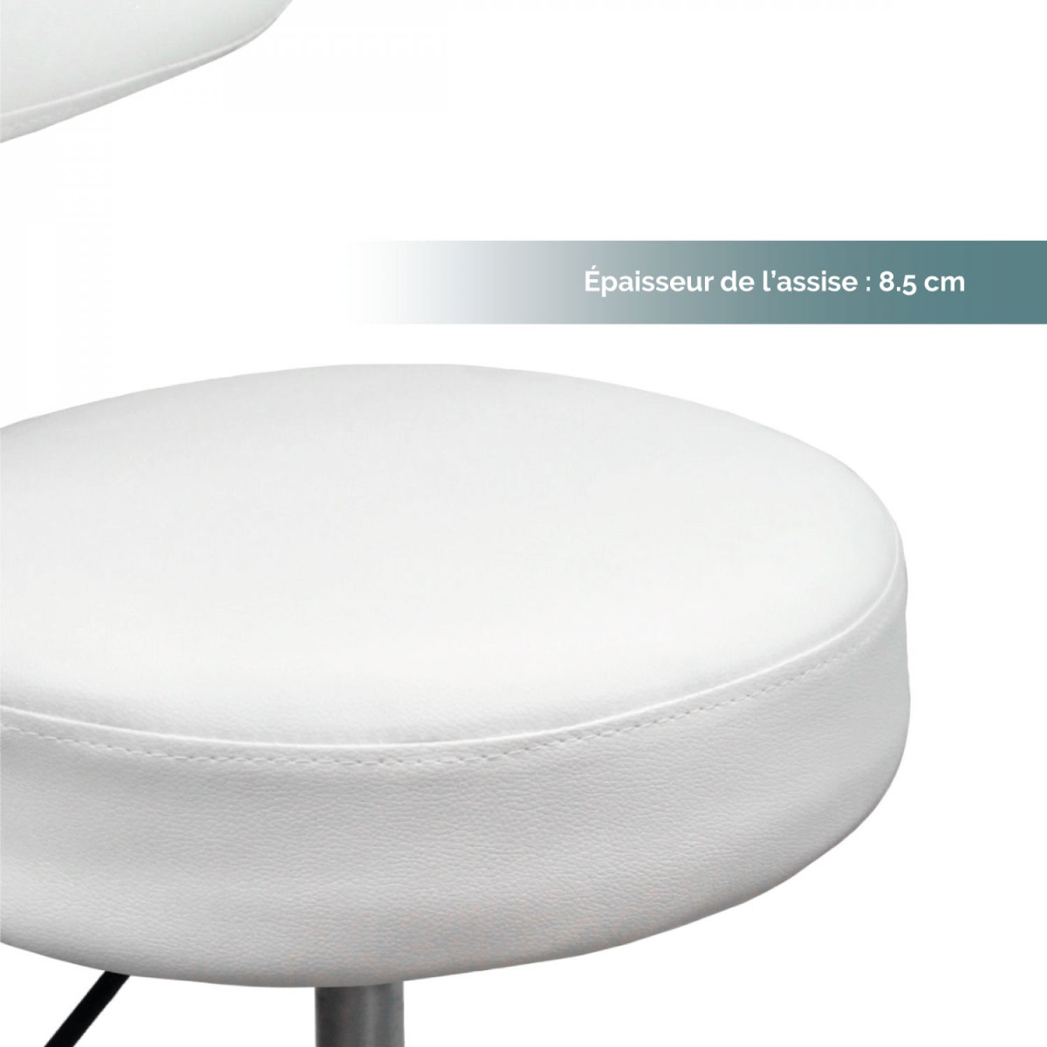KKTONER Tabouret Rond à Roulettes En Cuir Synthétique Réglable En Hauteur - Tabouret De Magasin Pivotant Pour Le Travail, Le Spa, Le Salon - Chaise De Bureau (blanc