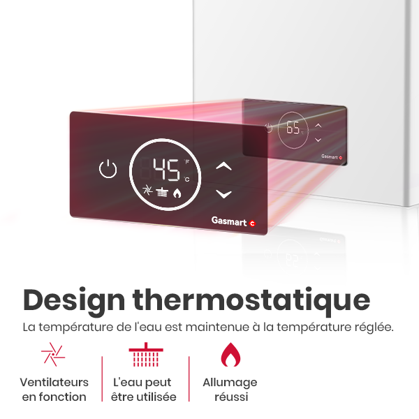 GASLAND Gasmart C GS318NG Chauffe-eau instantané au gaz naturel 12L Chauffe-eau à grande capacité pour l'intérieur 24kW - 5