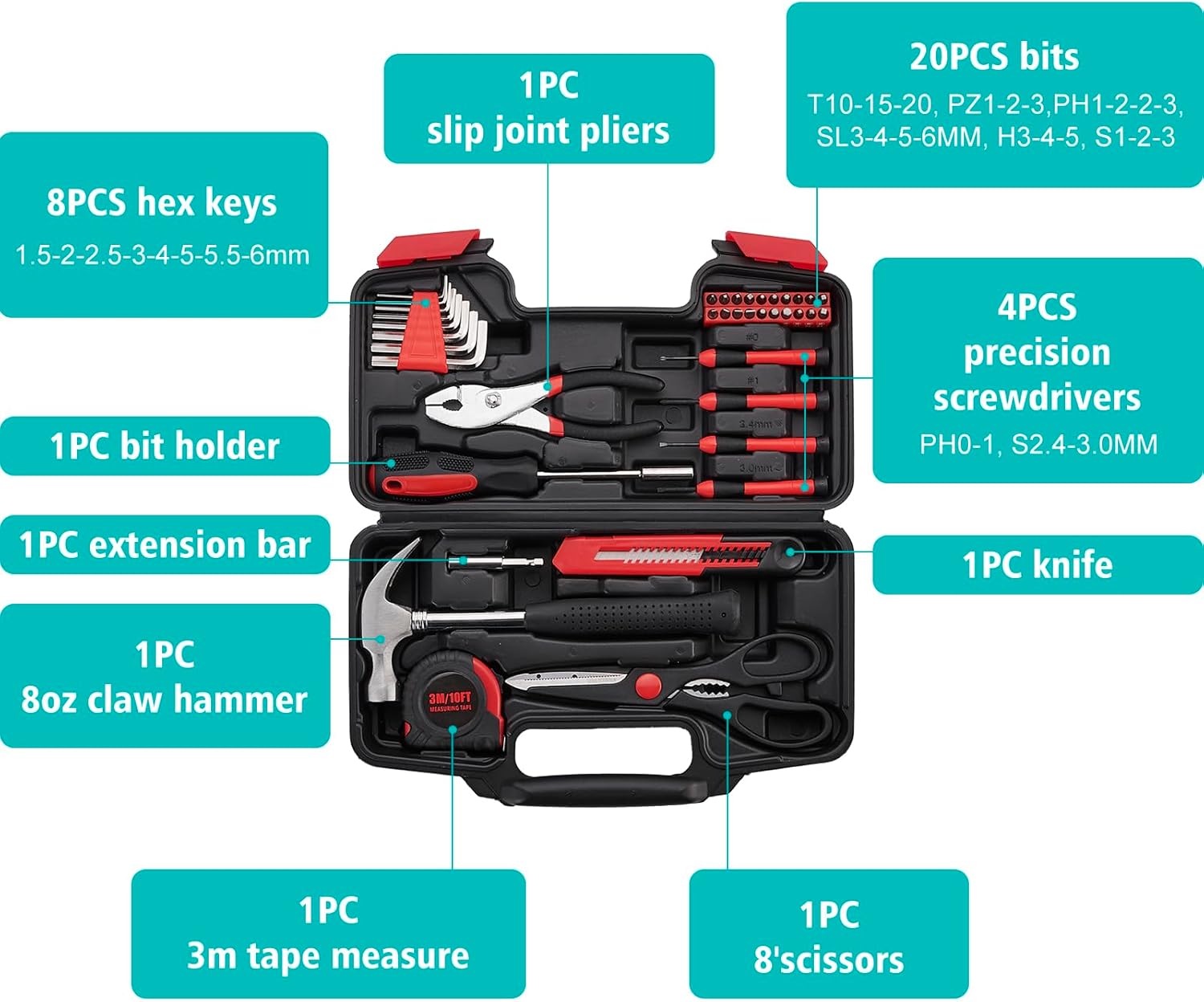 REAQUE Mallette à Outils Enfants – 48 Pièces – Perceuse, Marteau, Tournevis, Vis, Gilet – Dès 3-7 Ans – Cadeau Bricolage