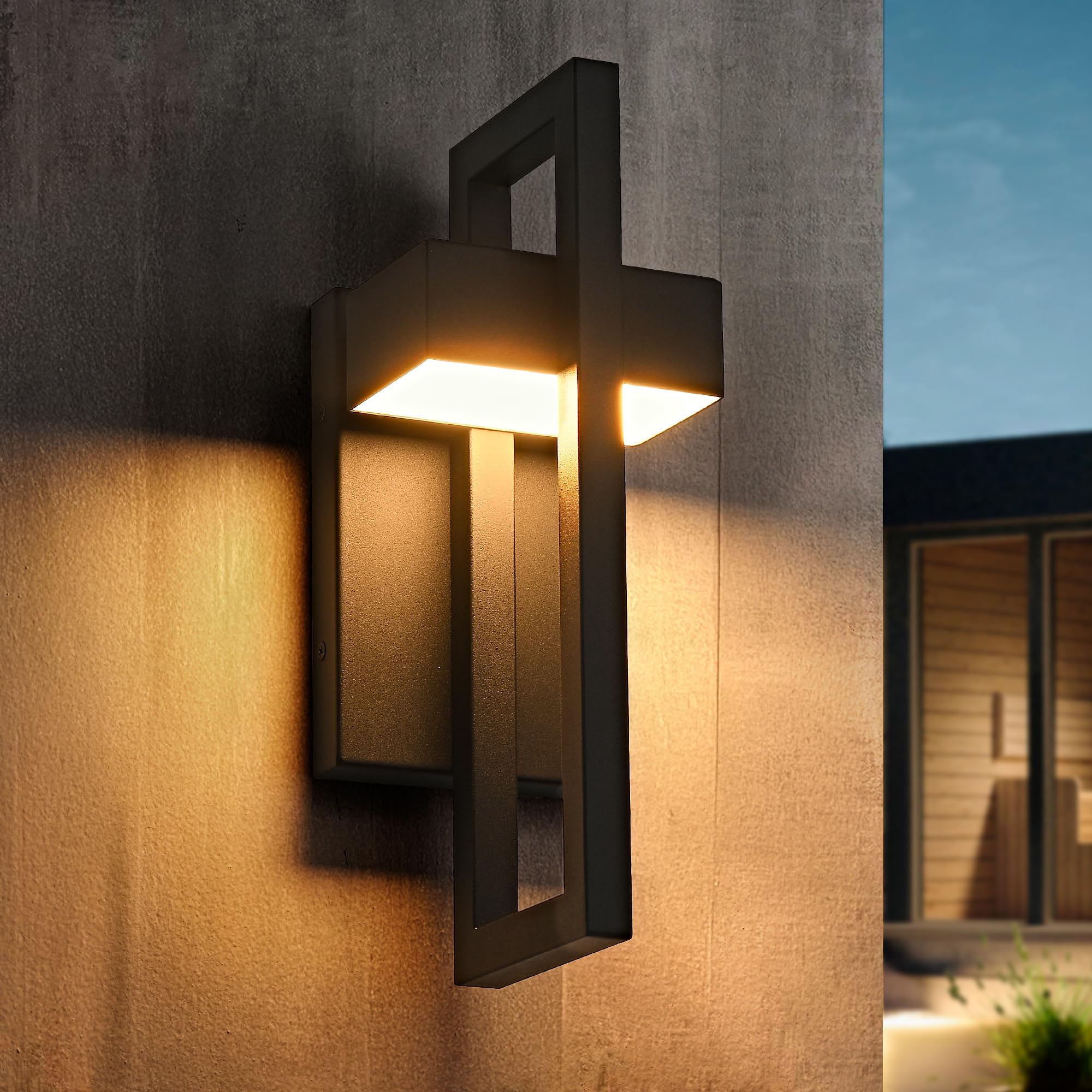 Aplique de exterior moderno e impermeable para patios, puertas de entrada y entradas. 110-240 v, luz blanca cálida (35 cm).