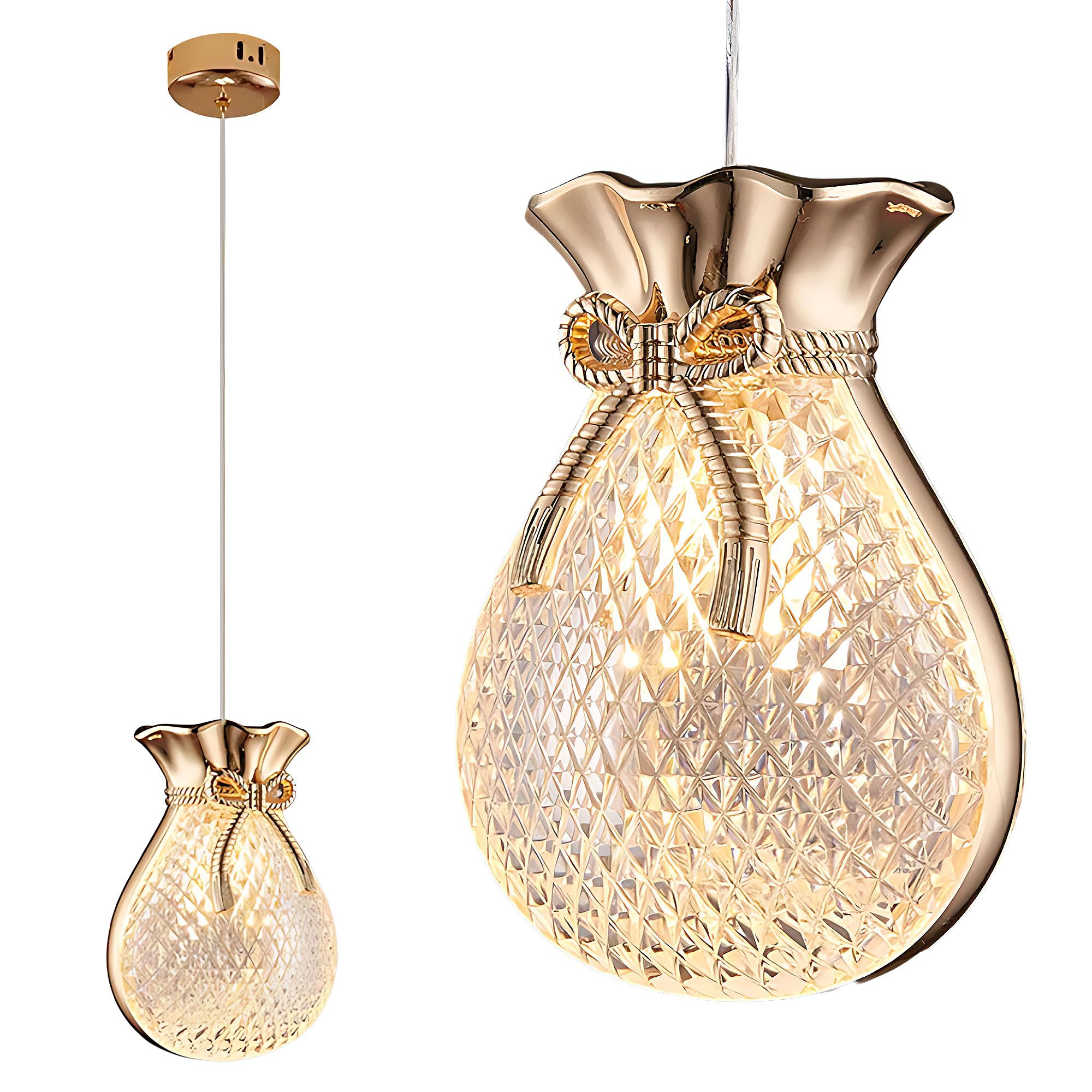 Lampa Sufitowa Wisząca Toolight Lhj107-1Cp Gold Złoty, Różowe Złoto