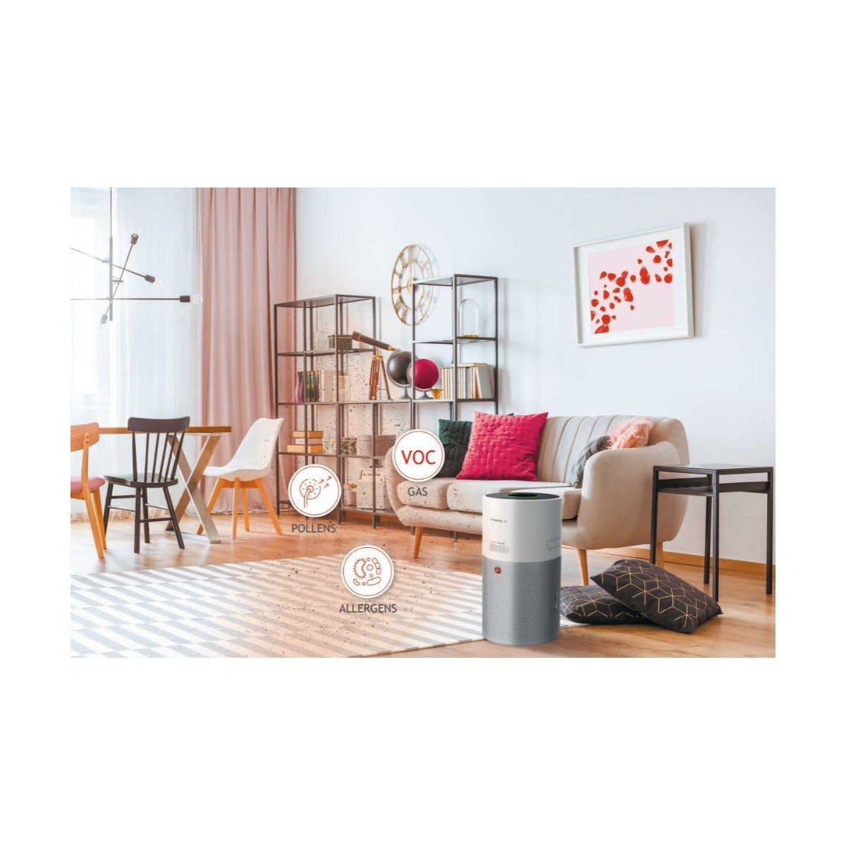 Hoover H-PURIFIER 300 purificatore 100 m² Argento, Bianco - 6