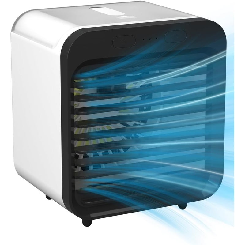Bezprzewodowa przenośna klimatyzacja, 3 tryby i prędkości nawiewu, ze zbiornikiem na wodę o pojemności 200 ml, klimatyzator dla zwierząt (czarno-biał
