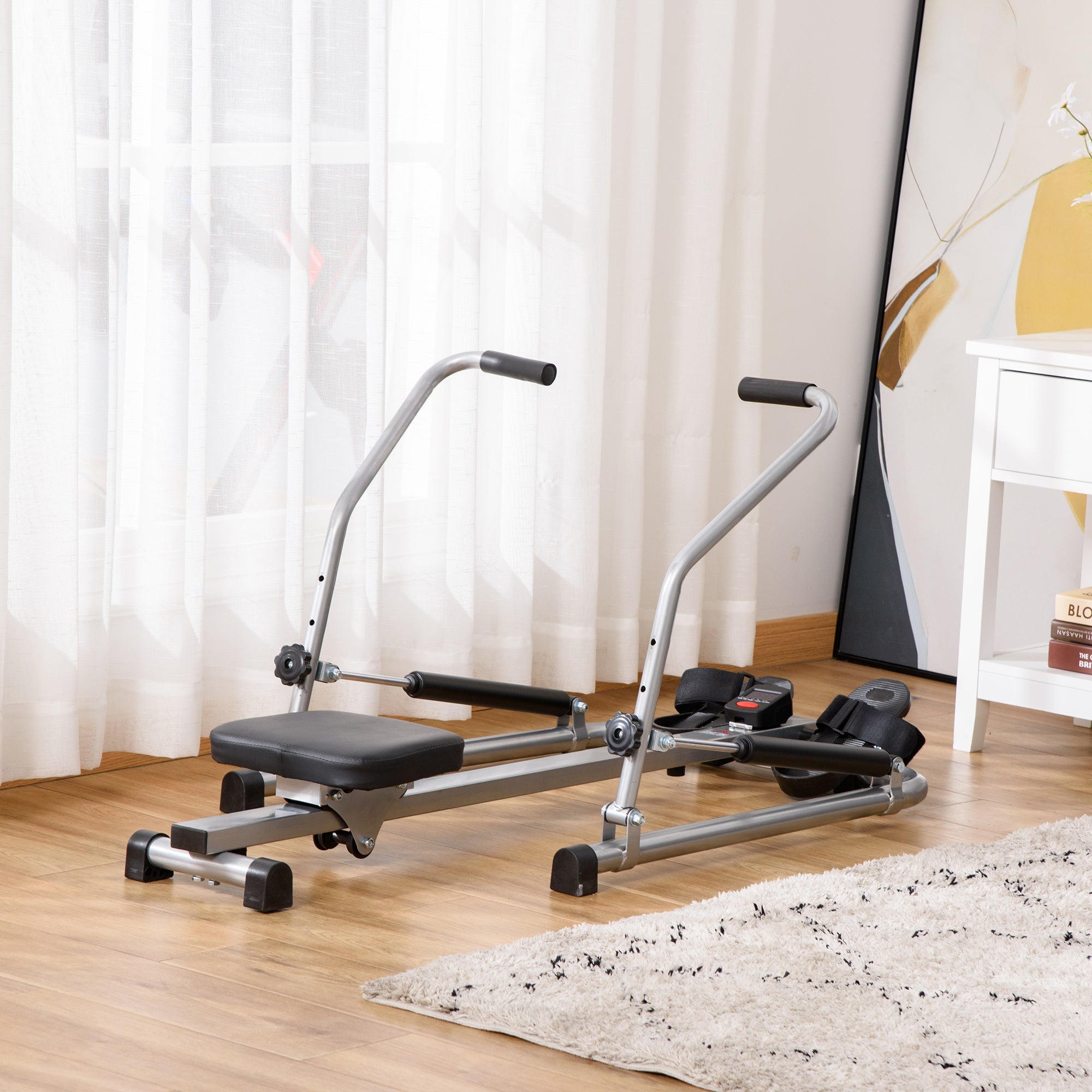 Máquina de Remo HOMCOM Preto e Prata Aço e ABS 129x70x70cm - 2