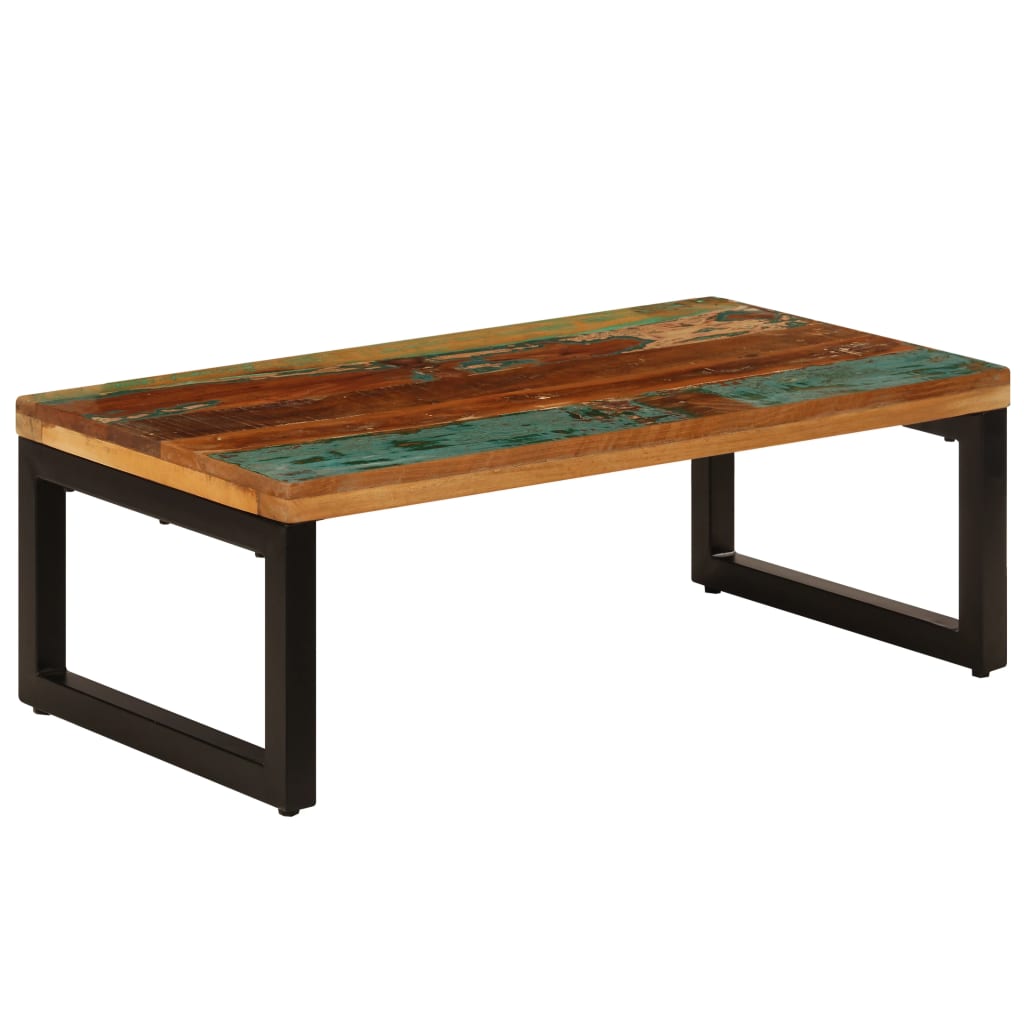 Stolik kawowy, 100x50x35 cm, lite drewno z odzysku i stal