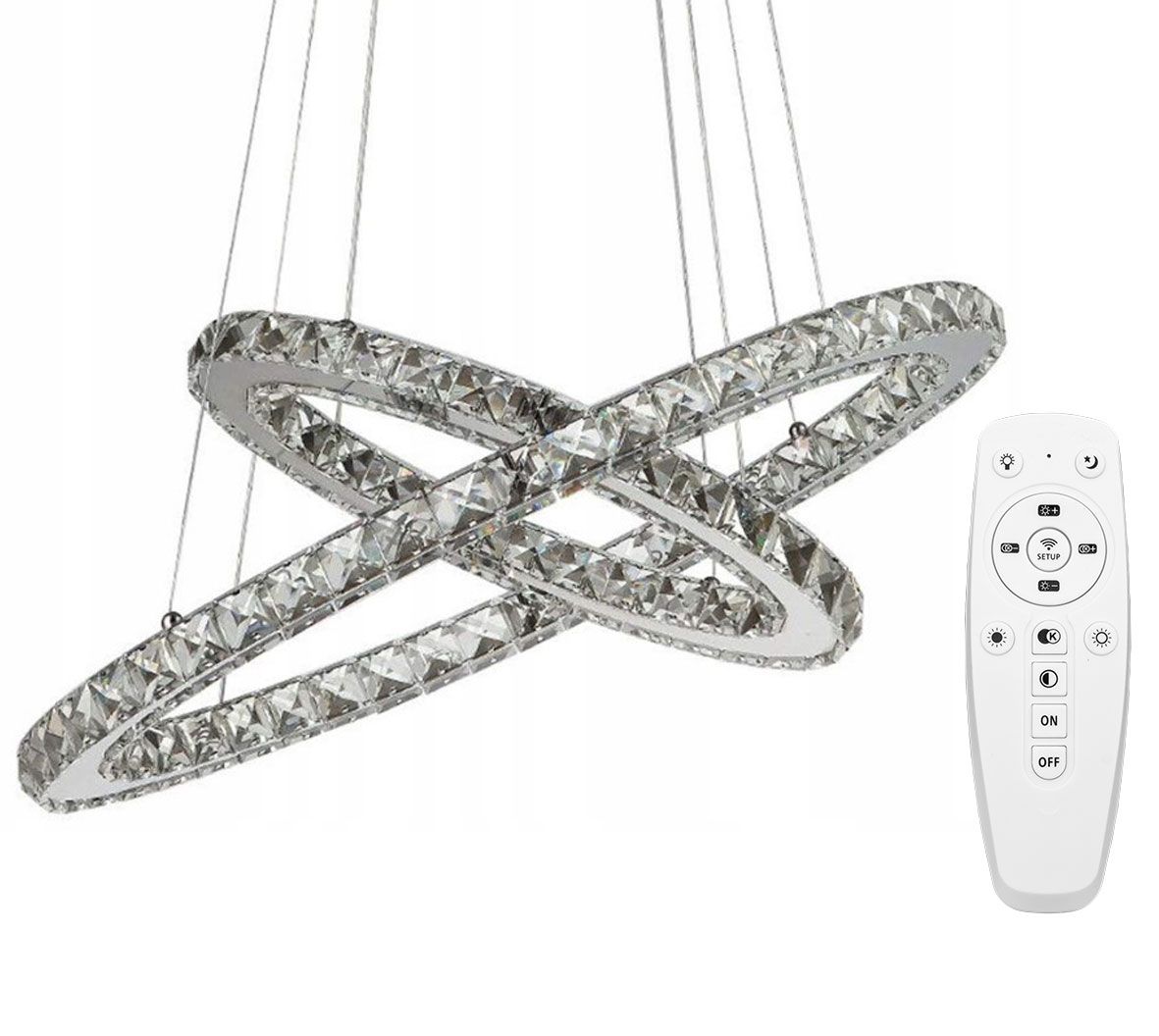 Lampa Sufitowa Kryształowa Toolight App418-Cp Ringi Szary