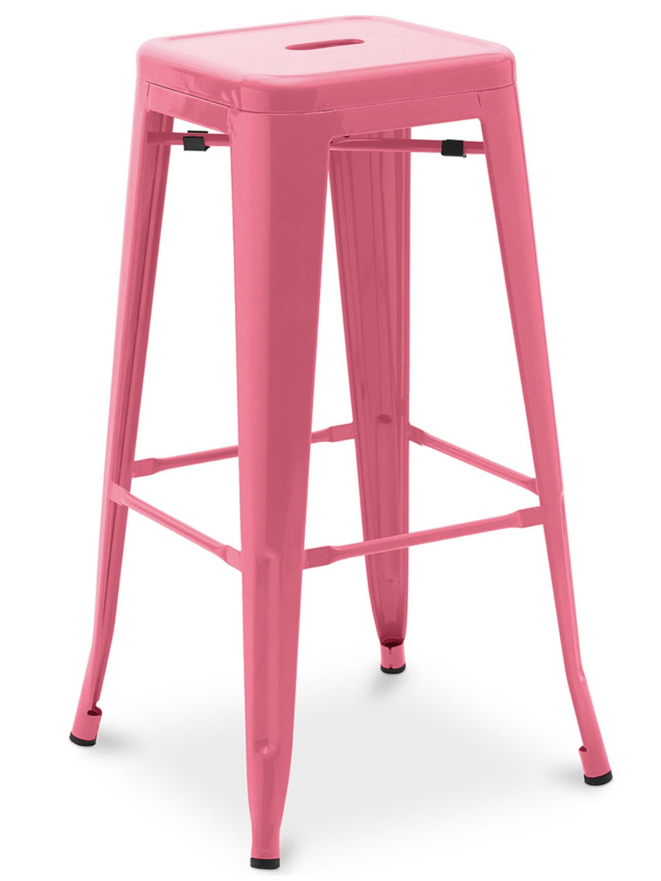 Taburete alto industrial kalax de acero brillo reforzado 76 cm - alta gama-color rosa
