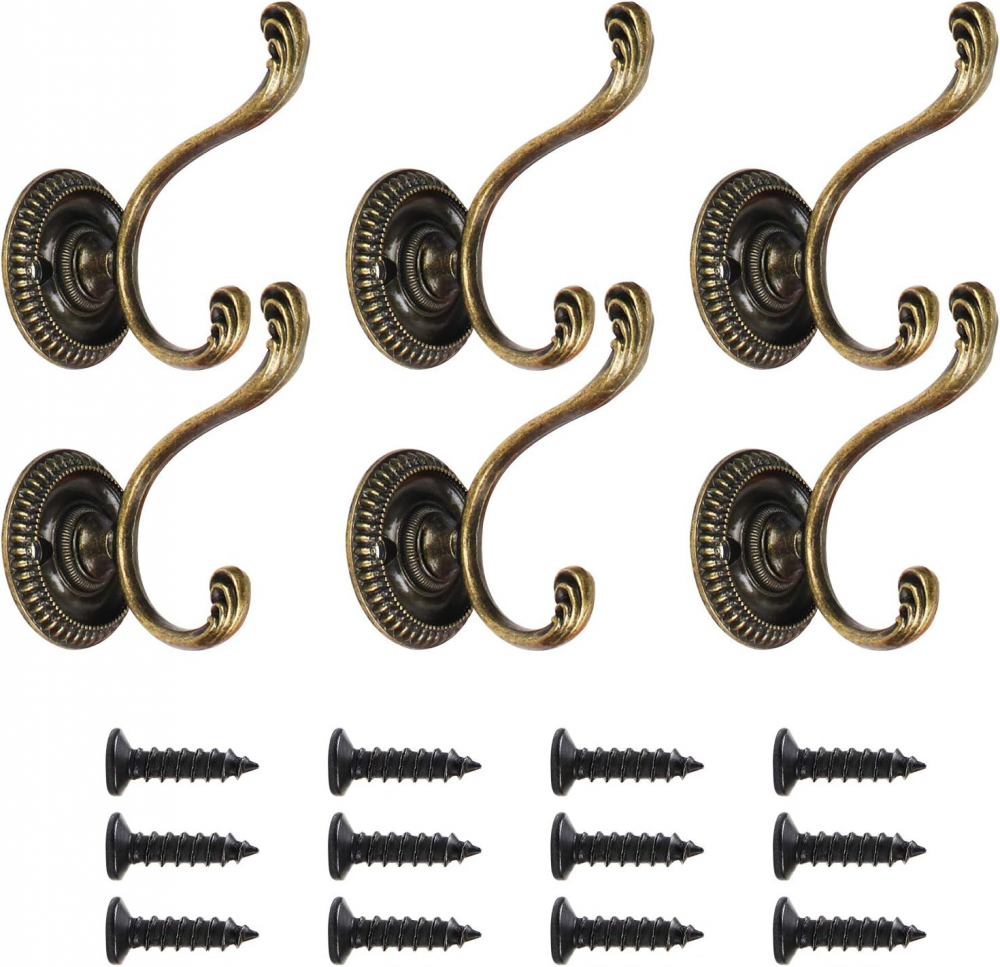 Zestaw 6 wieszaków na ubrania Vintage Double Coat, wytrzymałe wieszaki ścienne, wieszaki na ubrania, wieszaki do sypialni głównej, wieszaki dekoracyj