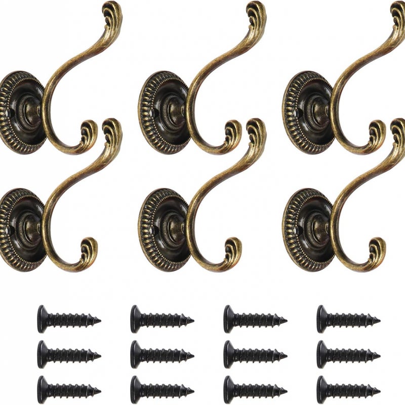 Zestaw 6 wieszaków na ubrania Vintage Double Coat, wytrzymałe wieszaki ścienne, wieszaki na ubrania, wieszaki do sypialni głównej, wieszaki dekoracyj