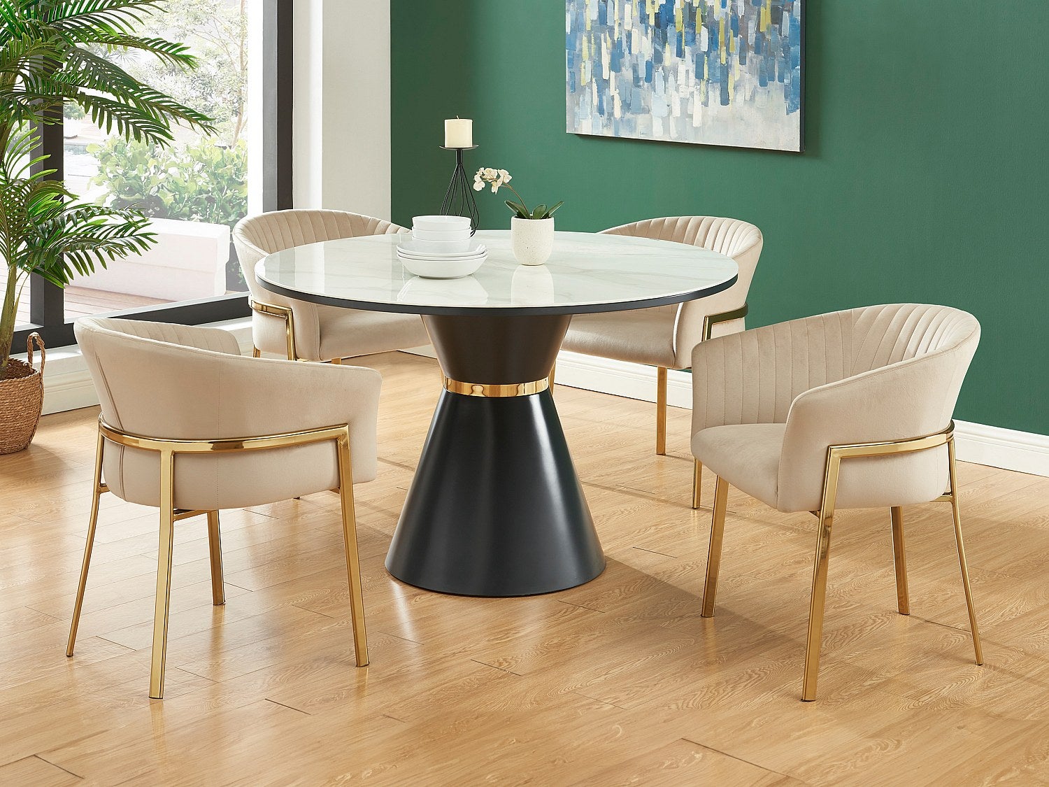 Zestaw 2 krzeseł z podłokietnikami z weluru i pozłacanego metalu - Beżowy - ZAOVA marki Pascal Morabito