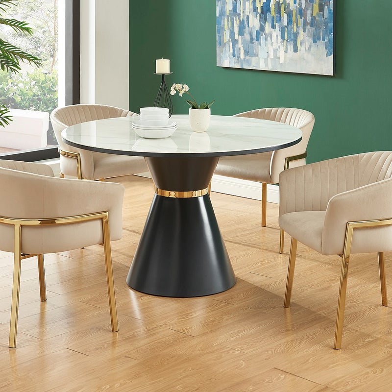 Zestaw 2 krzeseł z podłokietnikami z weluru i pozłacanego metalu - Beżowy - ZAOVA marki Pascal Morabito