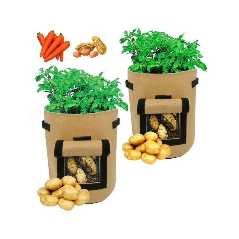 Worki do uprawy ziemniaków, 2 sztuki po 10 galonów, wytrzymały worek do uprawy, doniczki z tkaniny z uchwytami