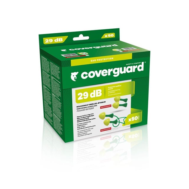 BOITE 50 PR DE BOUCHONS CORDE MUSHROOM AVEC TIGE SNR 29dB - Coverguard