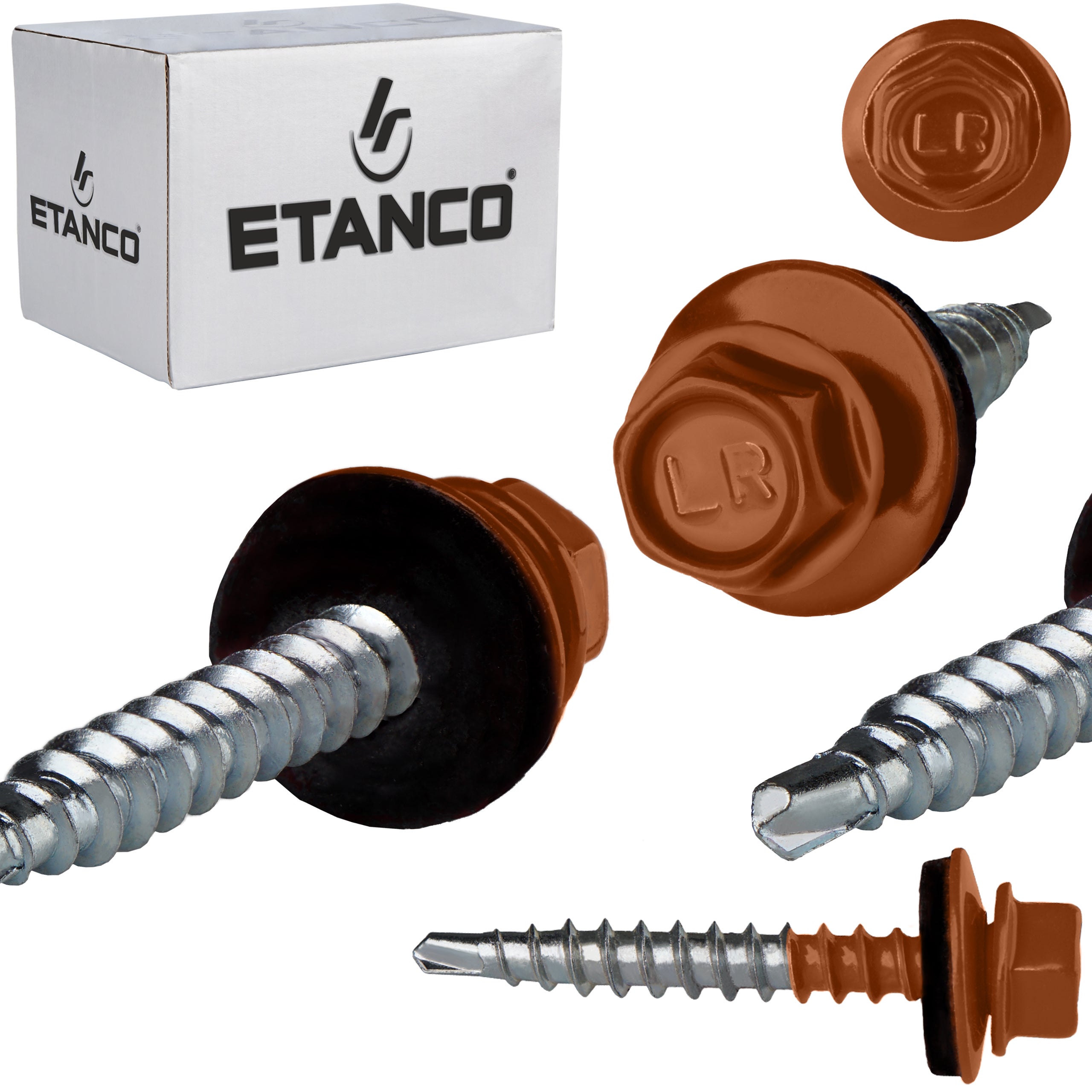 Wkręty farmerskie Etanco GTF2 Z14 4,8x35 mm RAL 8004 samowiercące 250szt
