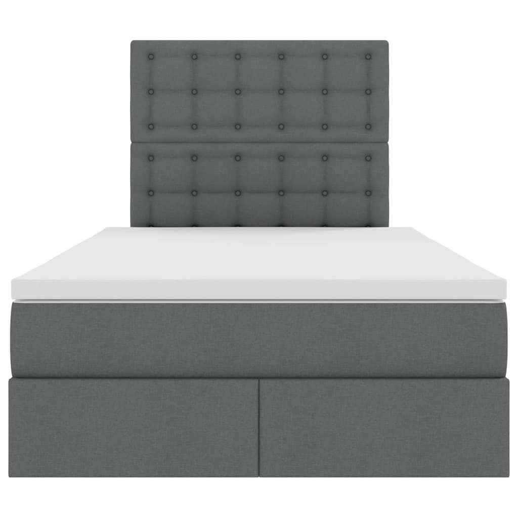 Lit avec rangement et matelas gris foncé 120 x 200 cm tissu - 7