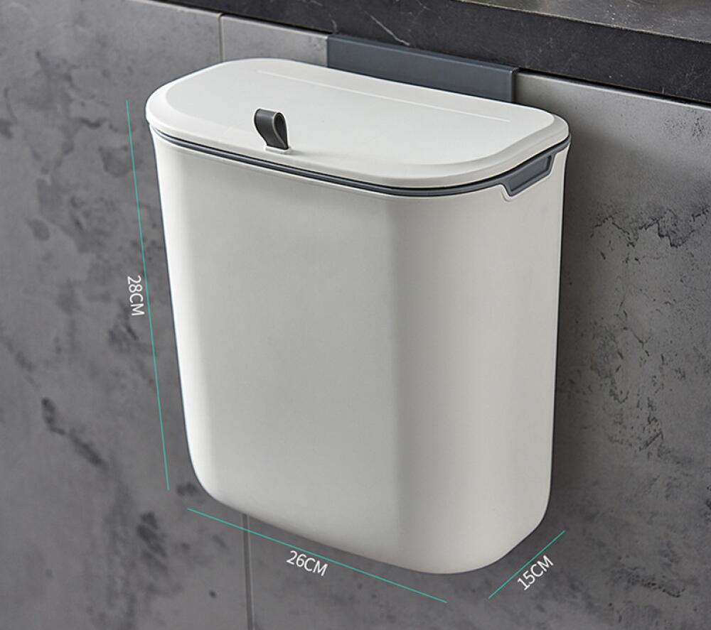 Poubelle Murale Cuisine 9L Avec Couvercle - Poubelle Suspendue Compost Et Comptoir - Gris - Idéal Pour Armoire Et Porte