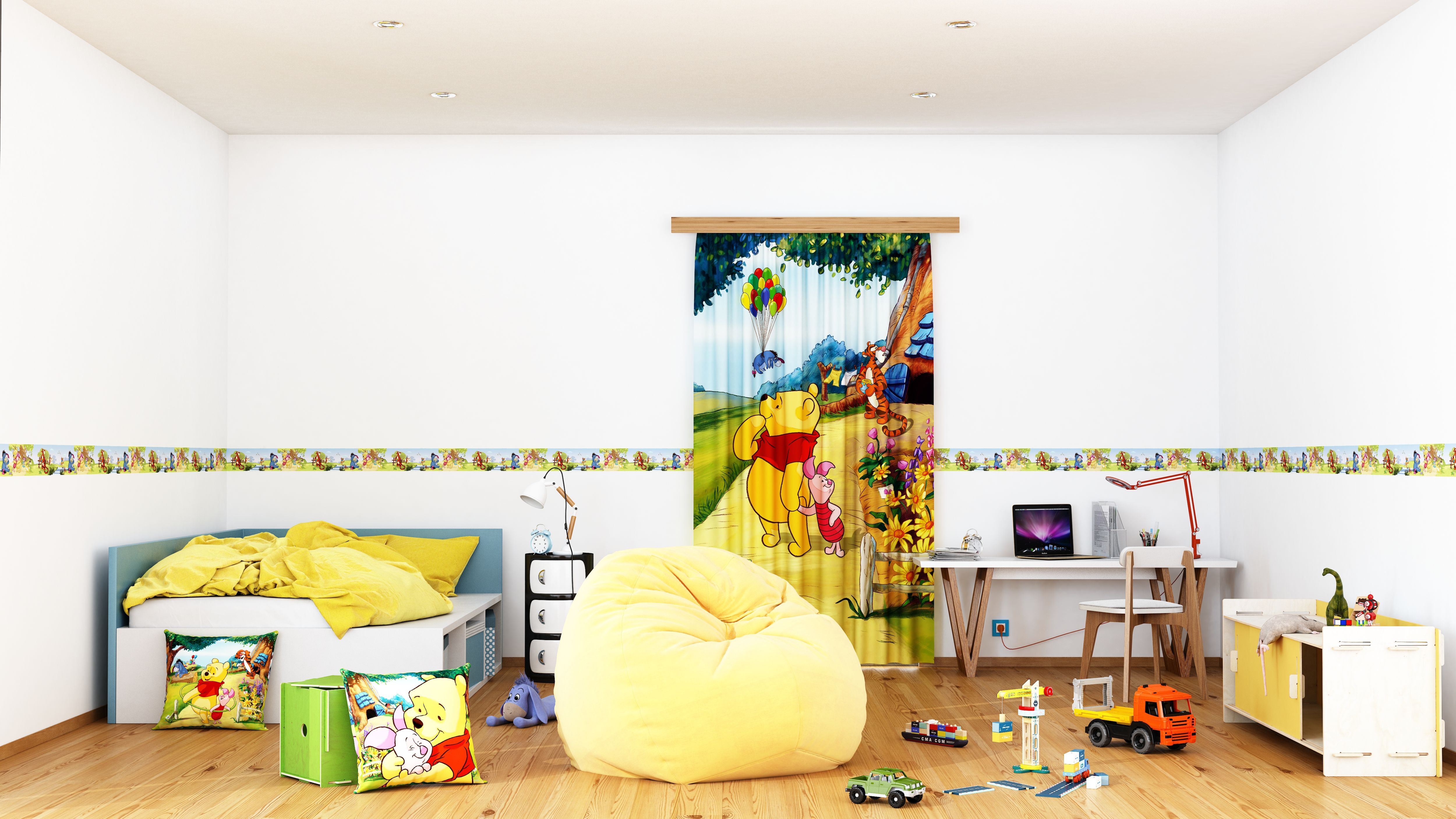 Adesivo Da Parete Grande Winnie The Pooh Con Citazione - Per Cameretta Bambini, Asilo Nido, Decorazione Rimovibile