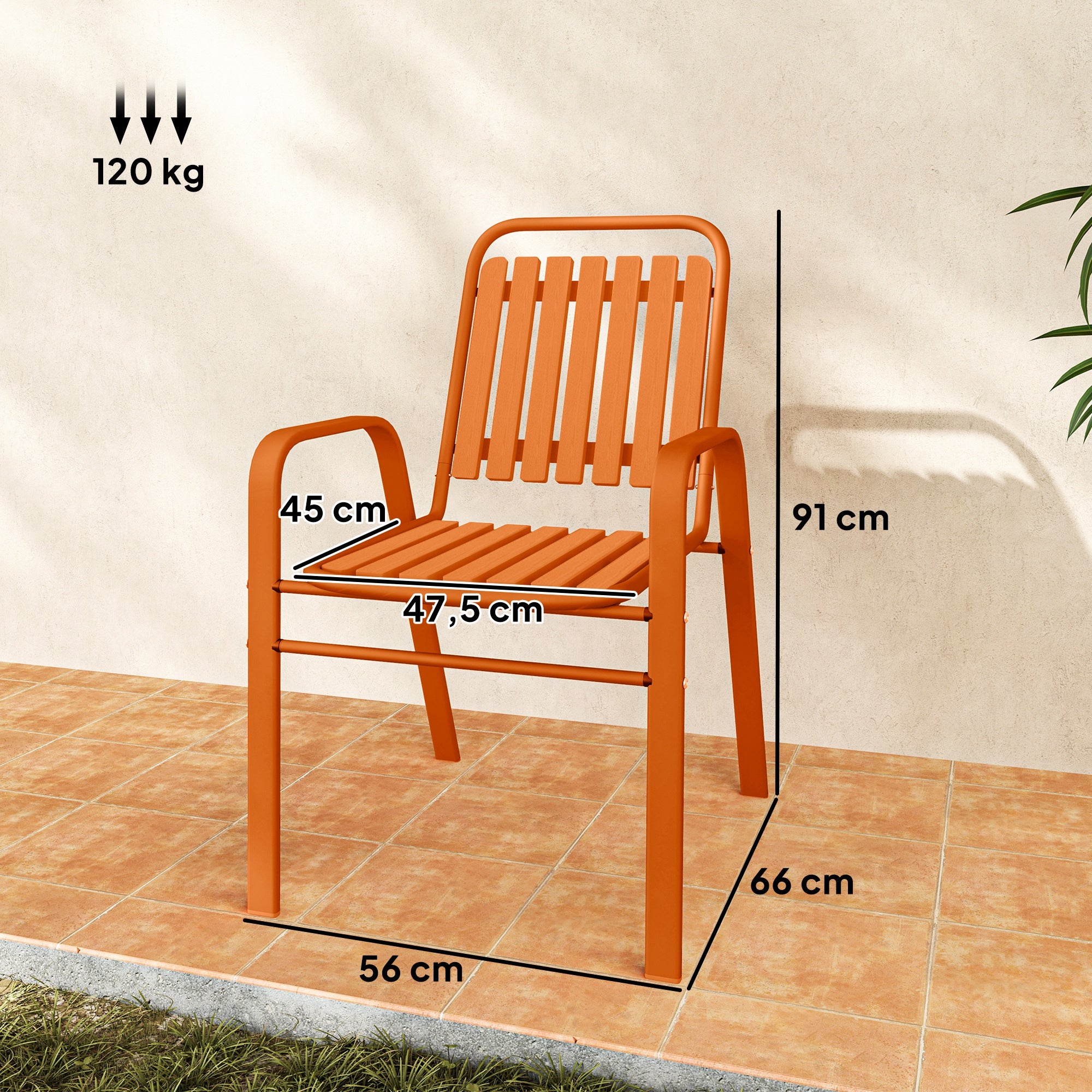 Lot de 4 chaises de jardin Acier Outsunny - 3