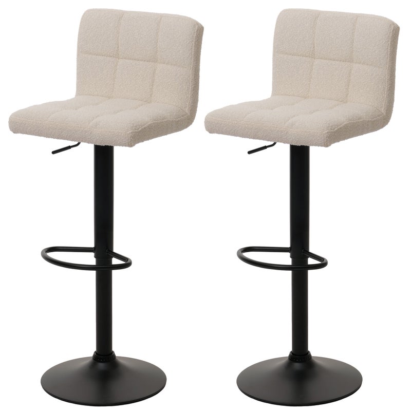 Zestaw 2 stołków barowych HWC-G87, stołki barowe, regulowana wysokość, obrotowe, tkanina bouclé (450 g/m²) MVG ~ kremowo-beżowe