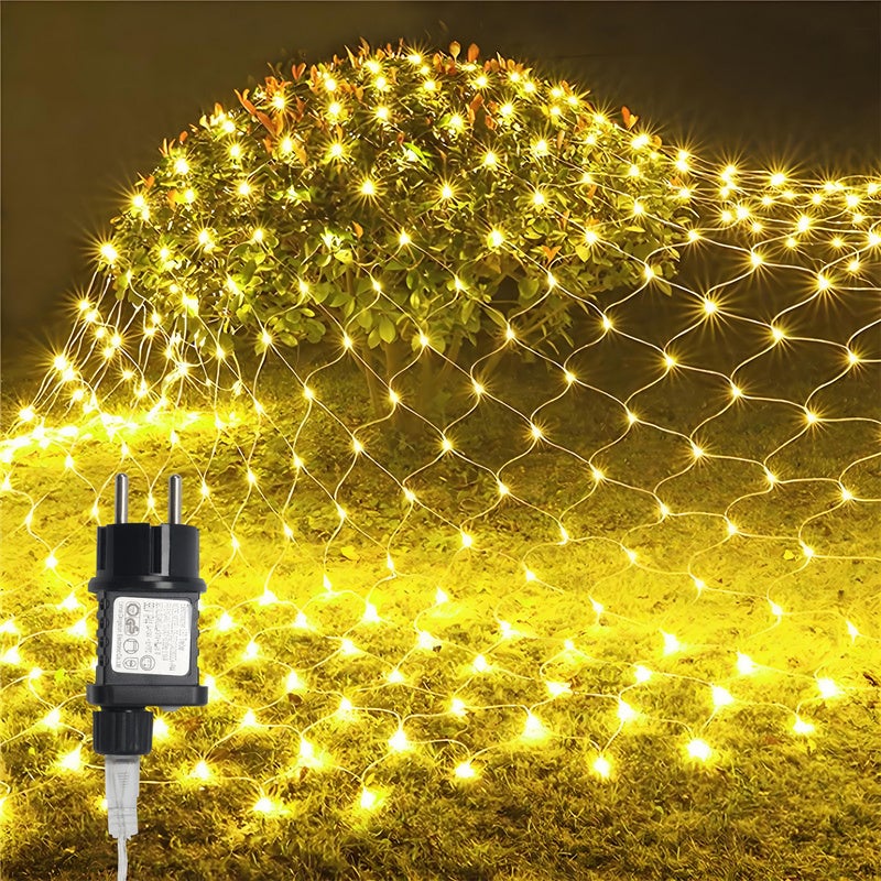 Siatka świetlna LED 200 diod LED 3 m x 2 m 8 trybów Wodoodporna Energooszczędna Ściemnialna Nadaje się na imprezy Ciepła biel