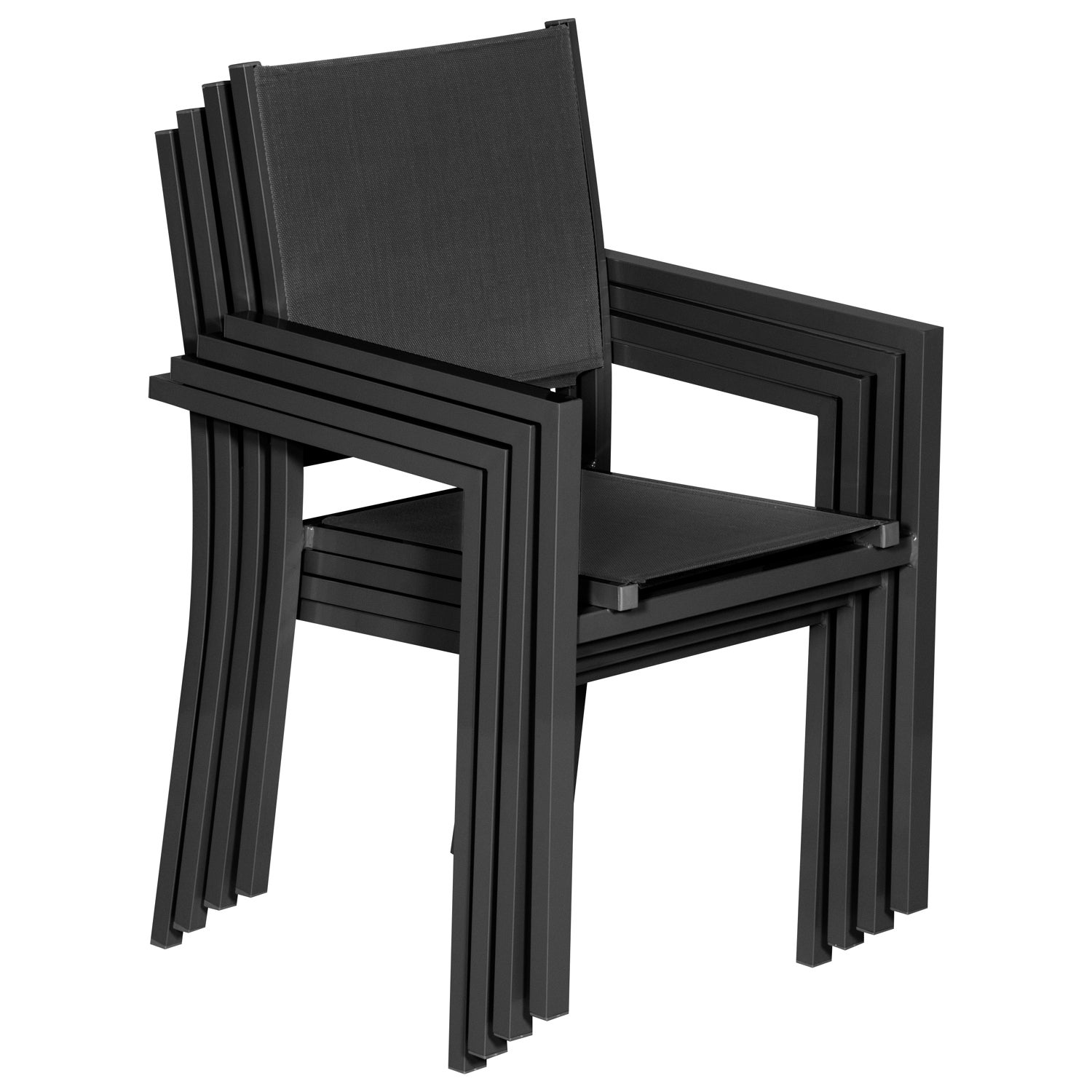 Salon de jardin 6 places gris et aluminium anthracite BERGAMO - 5