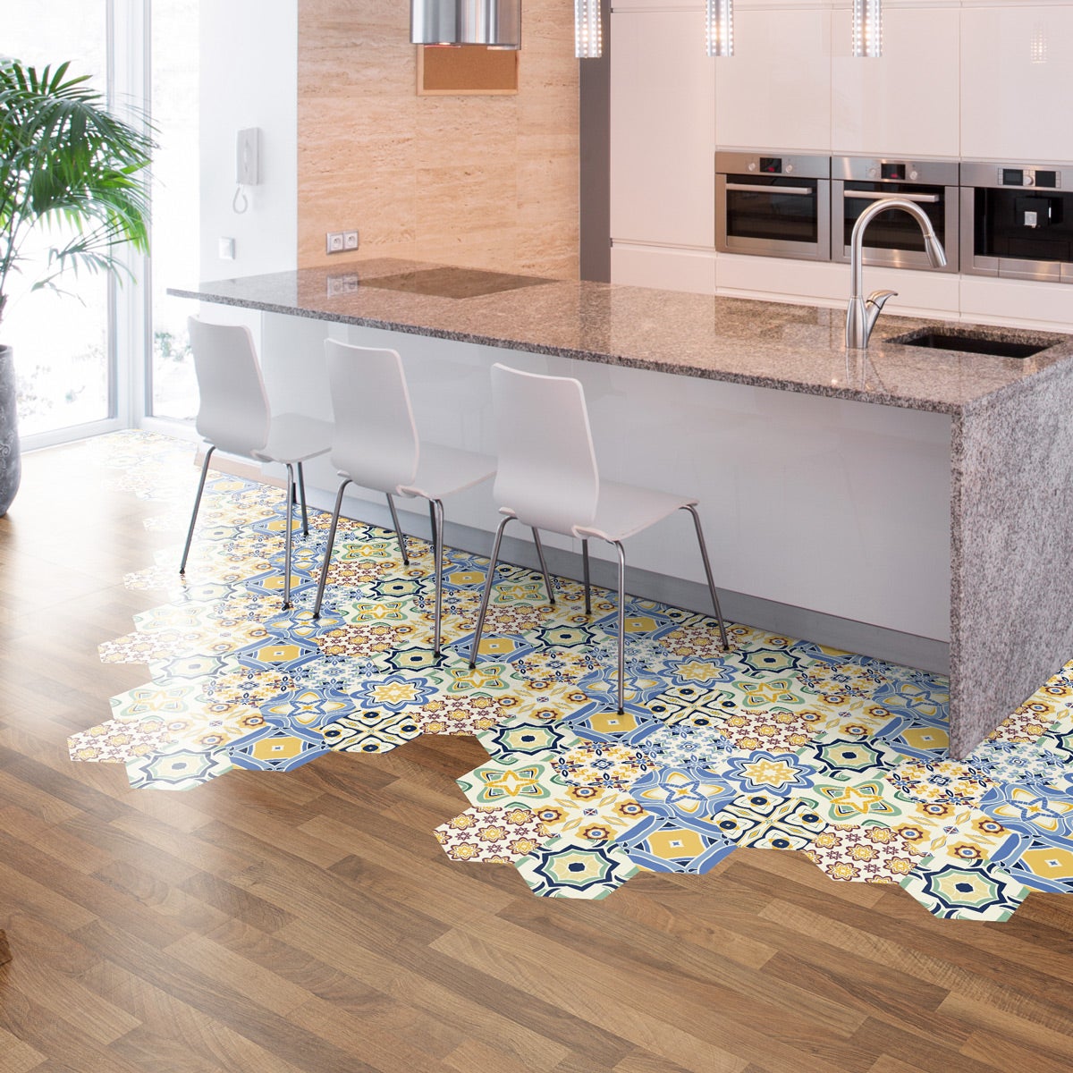 Vinilo baldosas suelo fionna antideslizante - adhesivo pared - sticker revestimiento - 1 adhesivo 60x135cm-10stickershexagones30x26cm