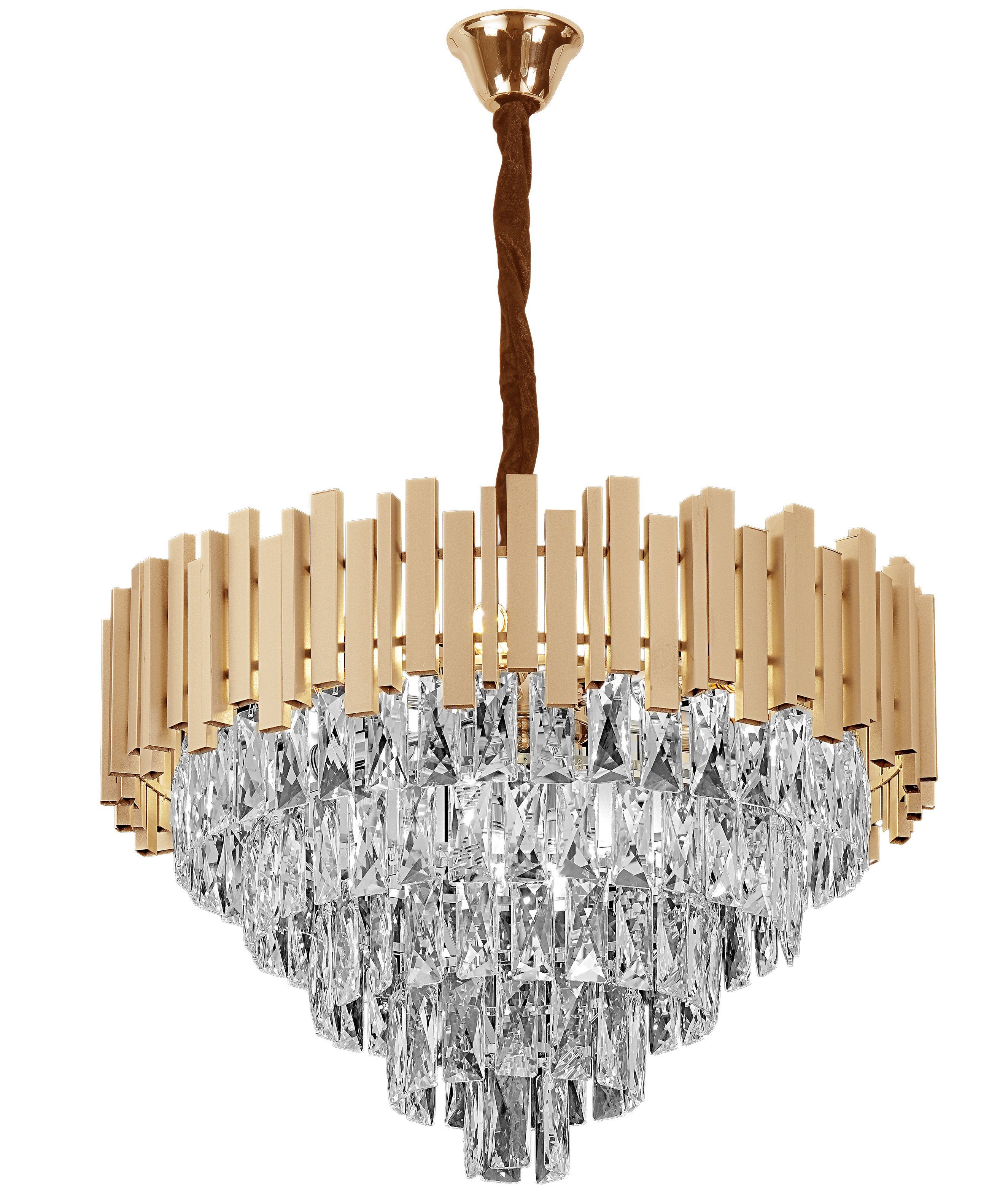 Lampa Sufitowa Wisząca Kryształowa Toolight G052-Cp Złoty 60Cm