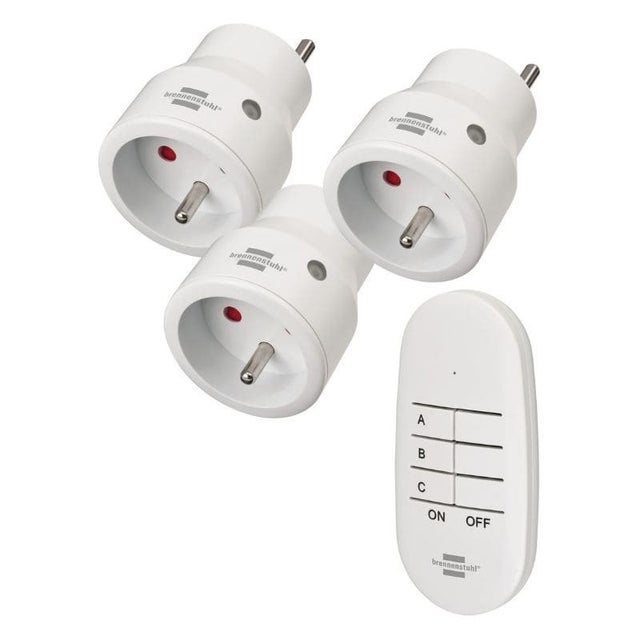 Lot de 3 mini prises télécommandées programmables - BRENNENSTUHL 1507071