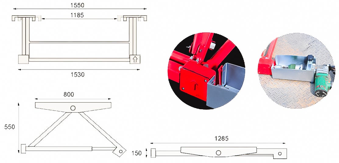 Pont élévateur basculant mobile pour voitures 1,5T mécanique MW Tools MAL1500 - 3