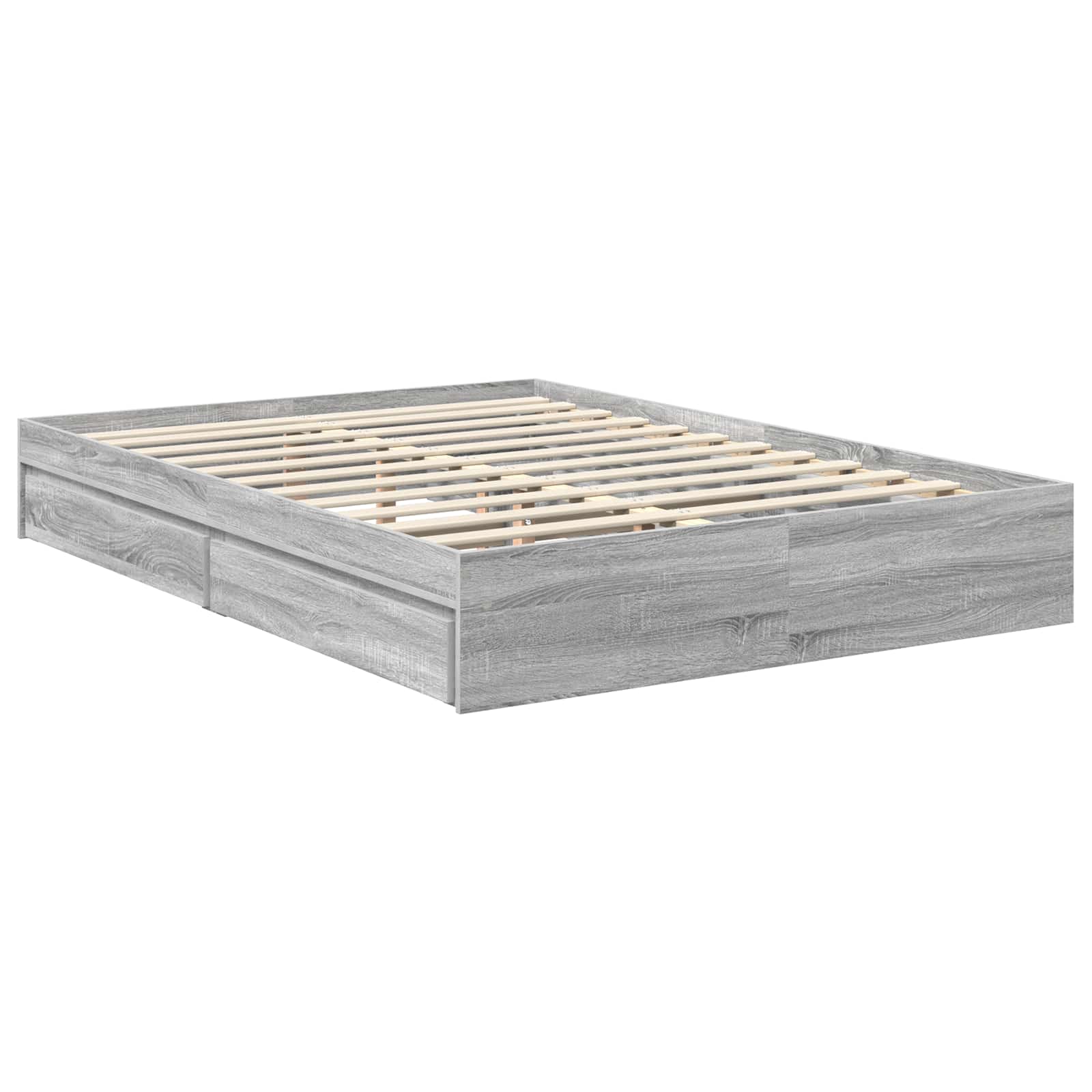 Lit de rangement gris 140 x 200 cm en panneau de bois - 6