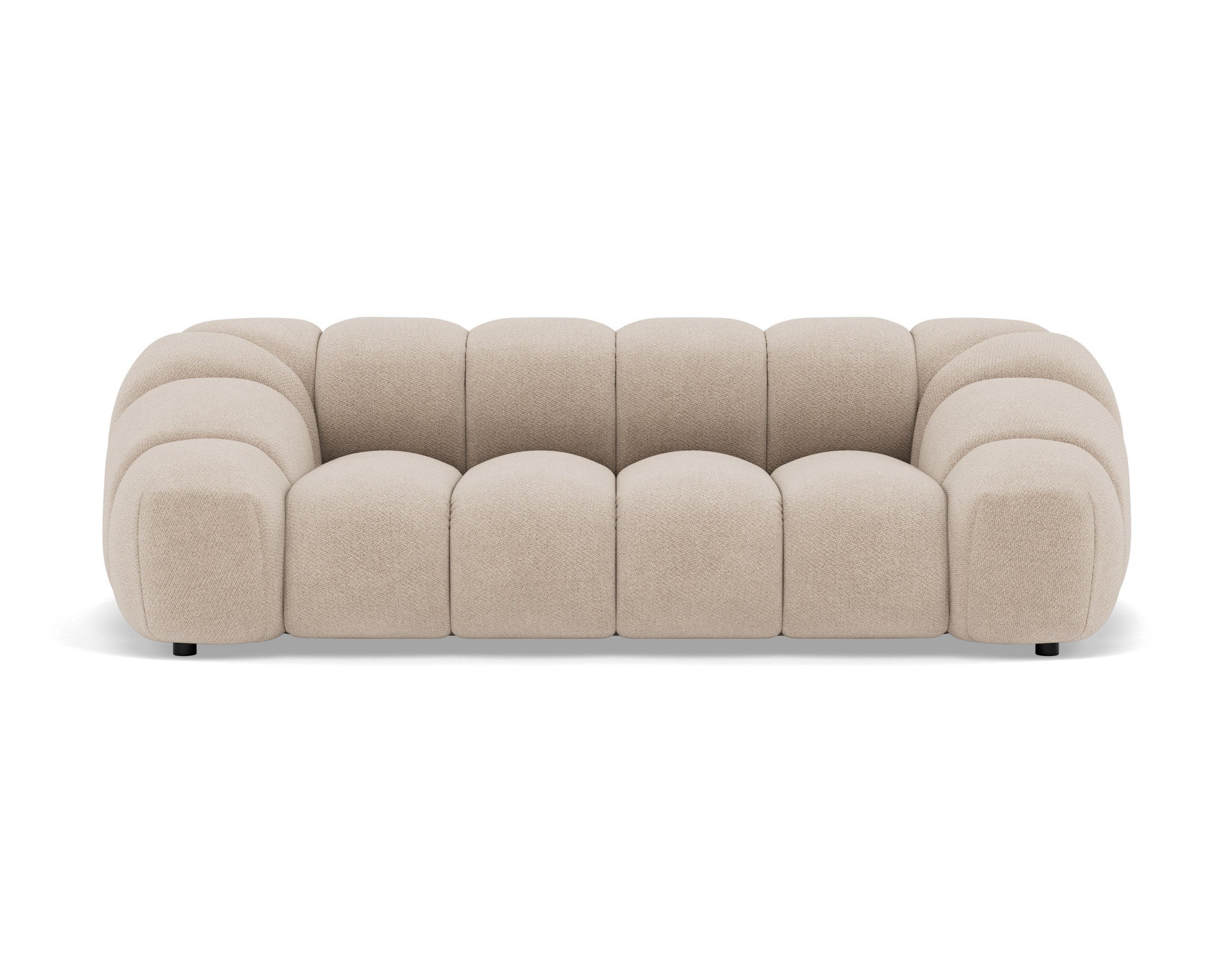 Canapé droit 3 places en velours texturé beige - AVA - Best Mobilier - 7