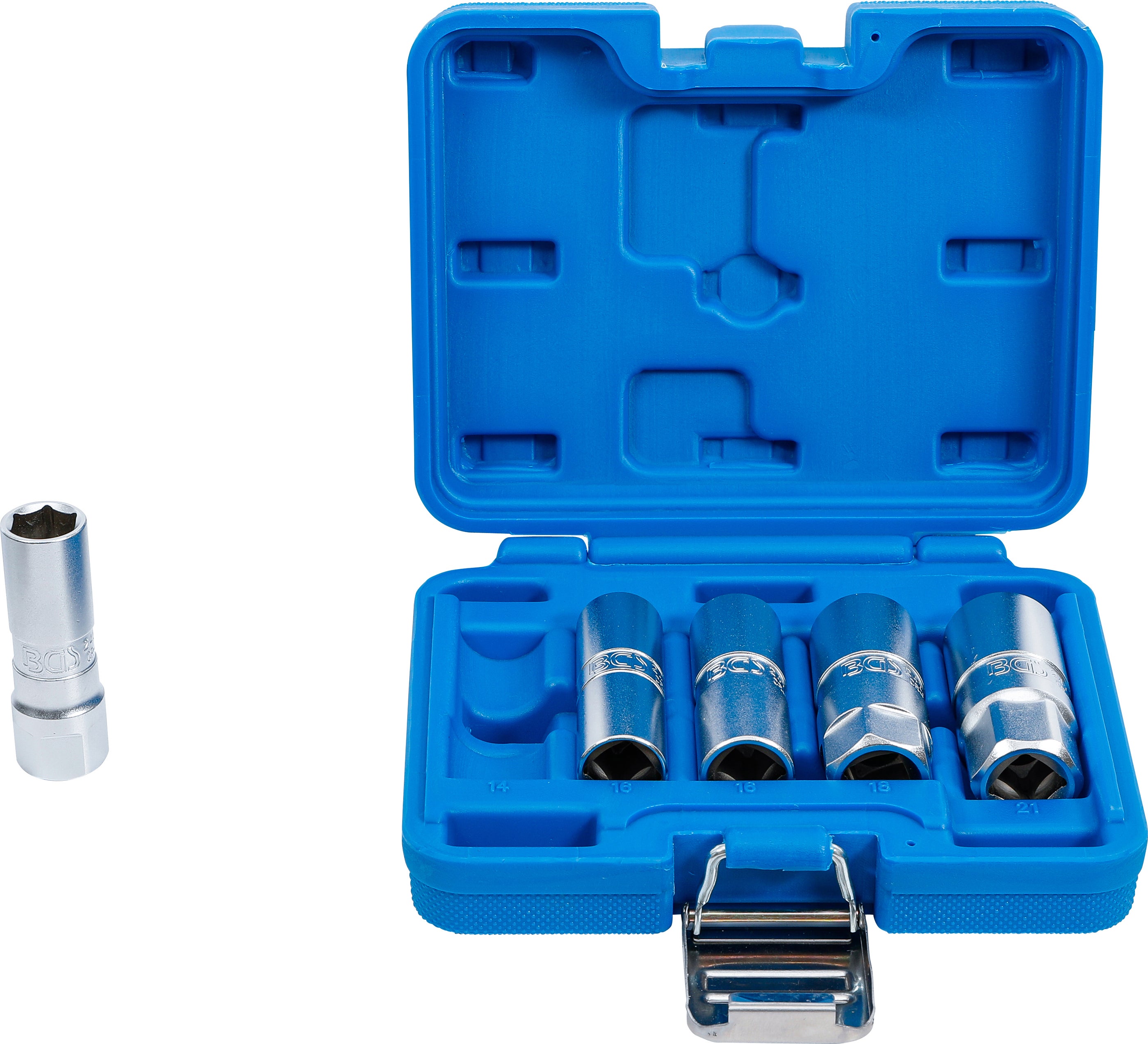 Juego de llaves de vaso para bujías hexagonal | entrada 12,5 mm (1/2") | 14-21 mm | 5 piezas