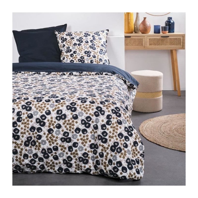 Parure De Lit 2 Personnes TODAY Sunshine En Coton Imprimé Blanc - Housse De Couette 240x260 Cm + 2 Taies 63x63 Cm, Douceur Exceptionnelle