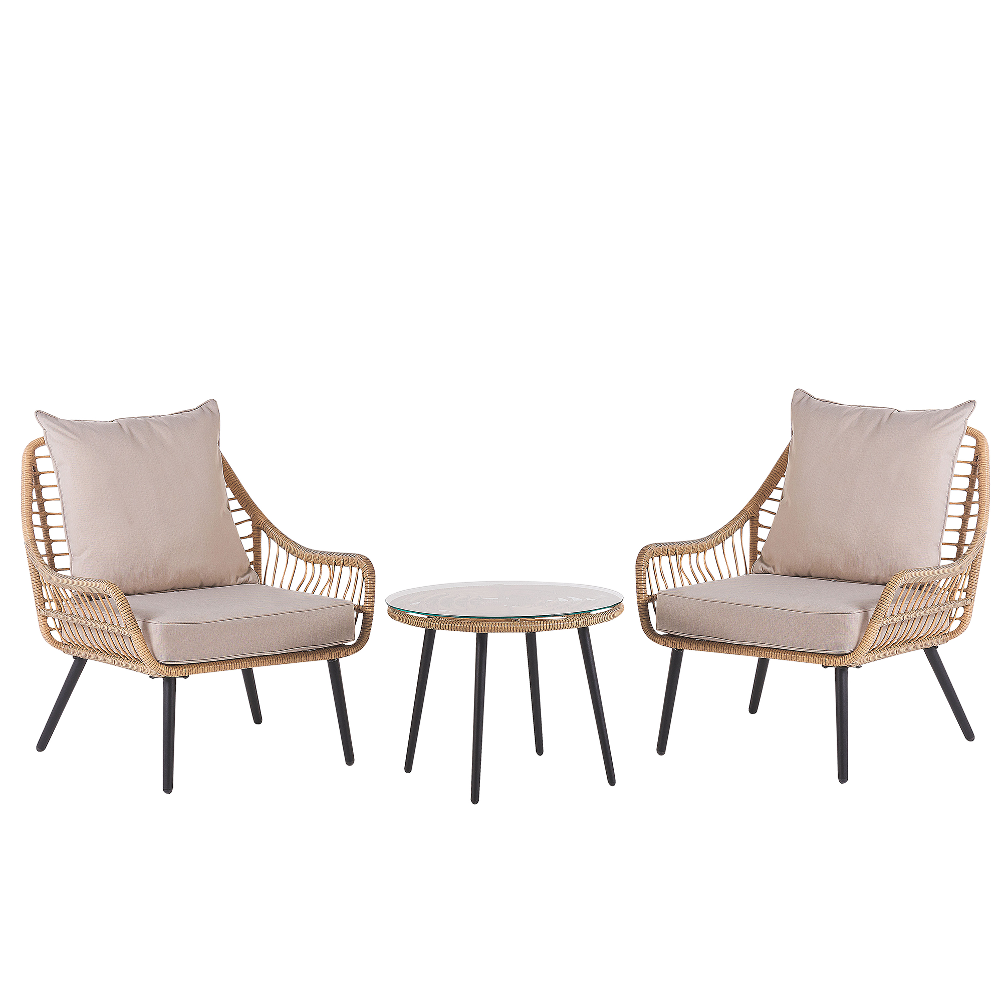 Set mobilier de grădină cu perne LAURETO Ratan sintetic Natural