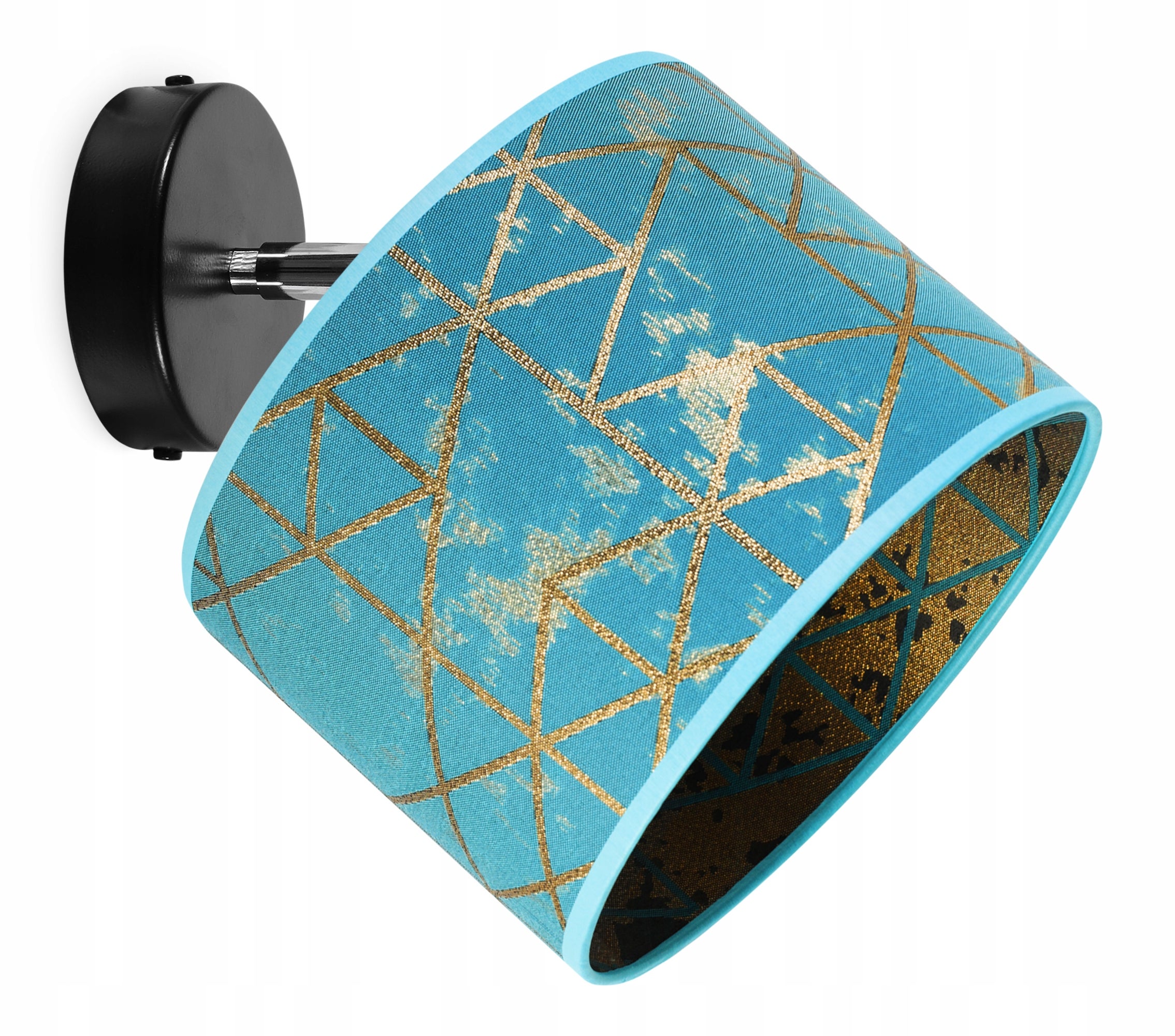 Lampa kinkiet ścienny Werona modern 1xE27 abażur owalny wzorzysty niebieski/złoty Light Home LH