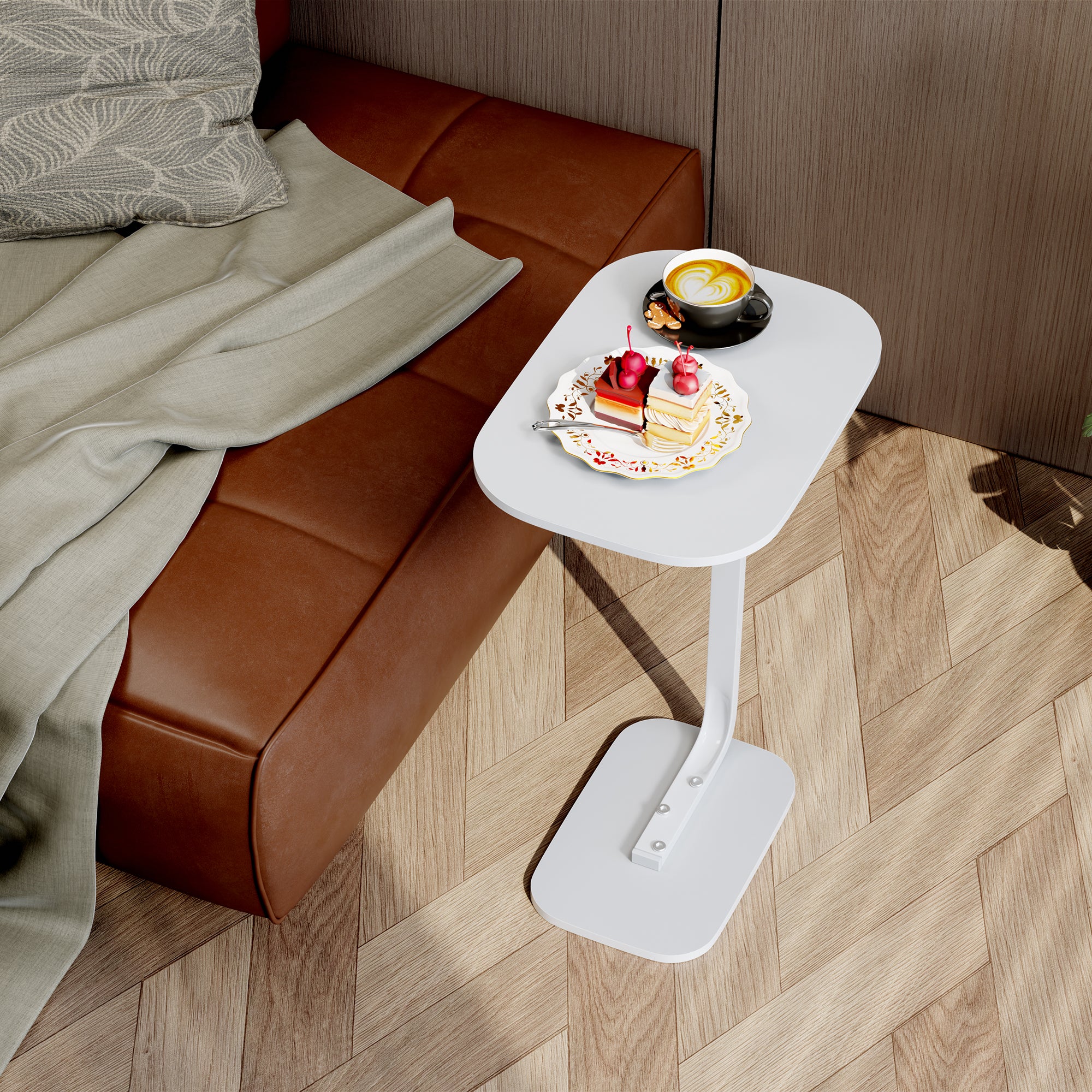 Table d'appoint mobile avec style moderne et minimaliste, adapté pour salon, chambre à coucher ou maison, blanc - 8