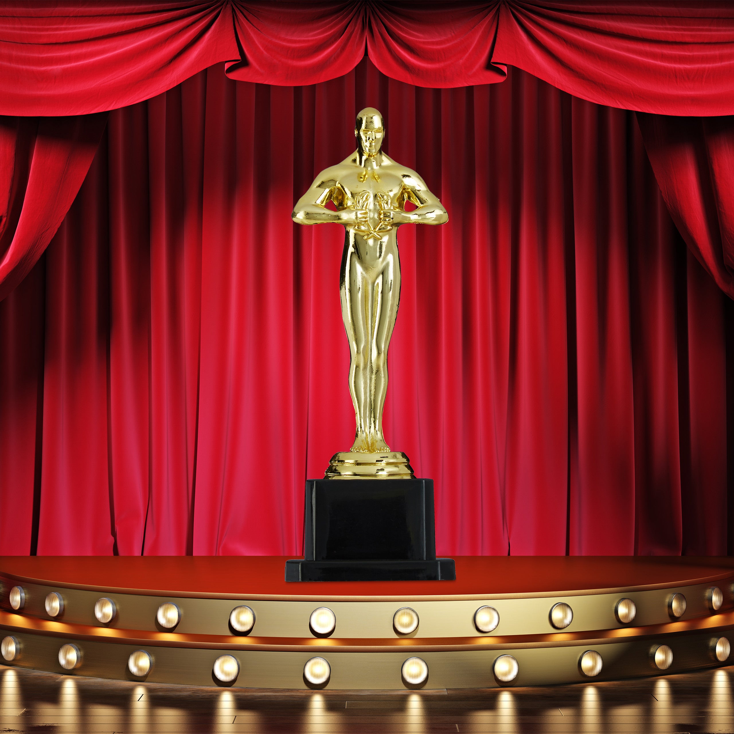 Statue de vainqueur, lot de 10, socle carré, Figurine avec couronne, trophée vainqueur, 18 cm de haut, doré, Hollywood - 4