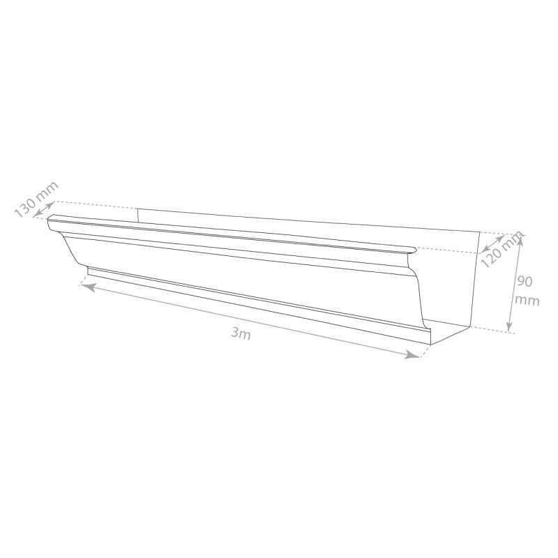 Kit gouttière aluminium corniche G300 3 m gris anthracite – gouttière alu toiture avec 6 crochets écarteurs – évacuation eaux pluviales - 8