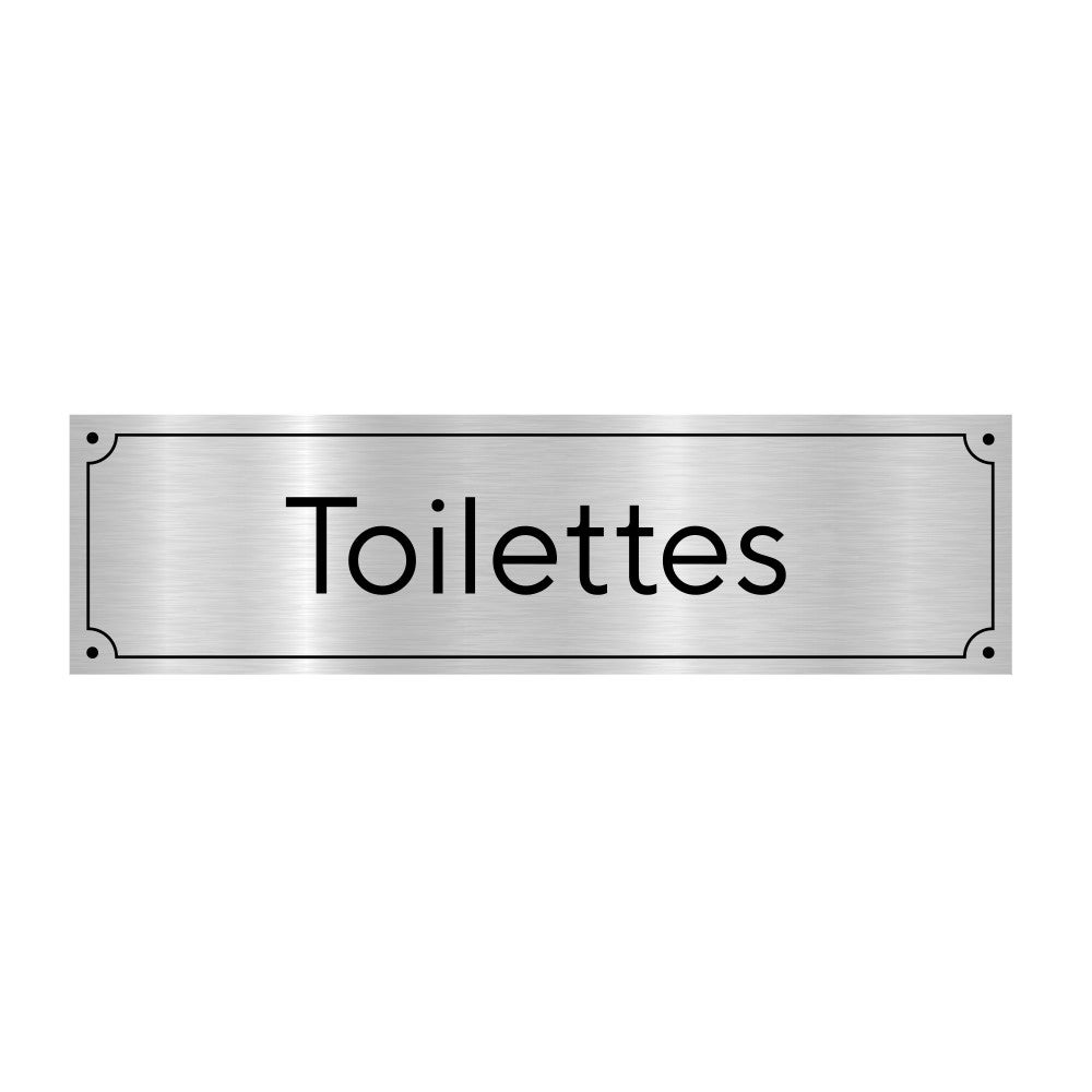 Pictogramme WC.- Adhésif aspect aluminium brossé - Diamètre 76 mm