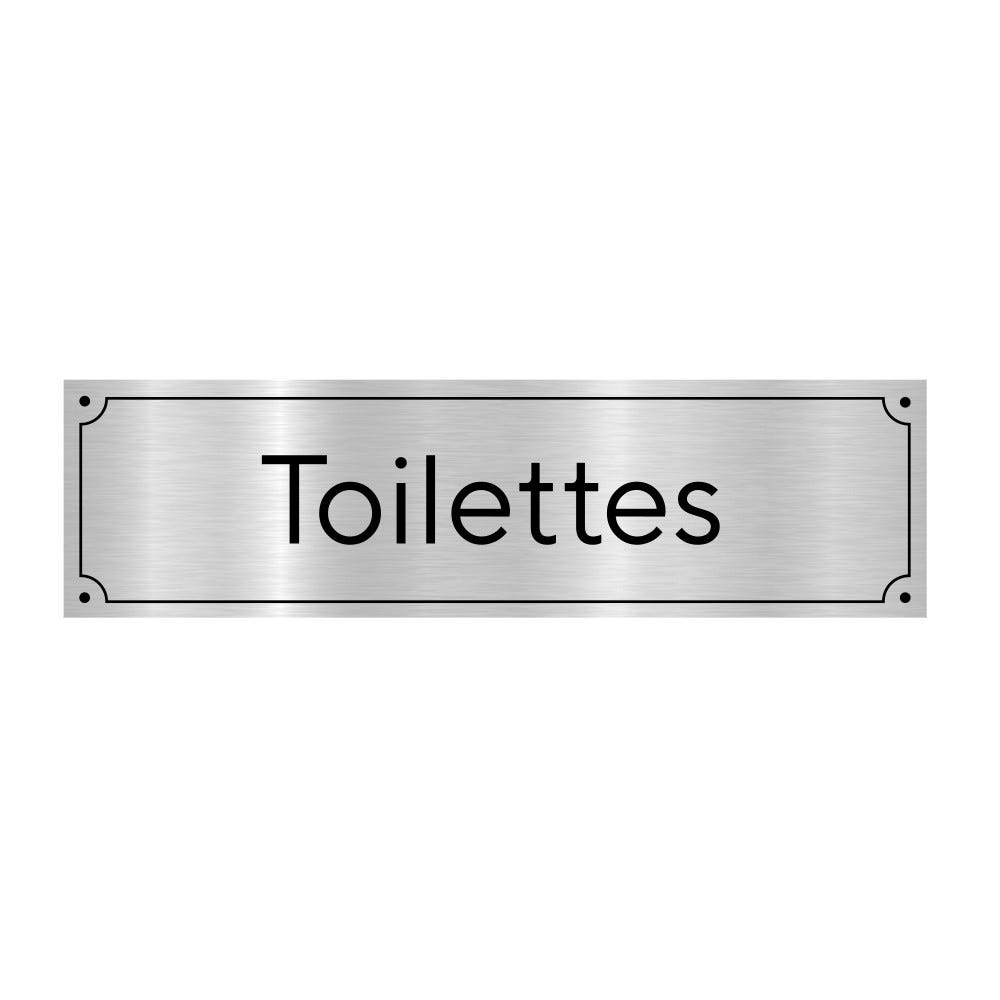 Pictogramme WC.- Adhésif aspect aluminium brossé - Diamètre 76 mm Pictogramme WC.- Adhésif aspect aluminium brossé - Diamètre 76 mm