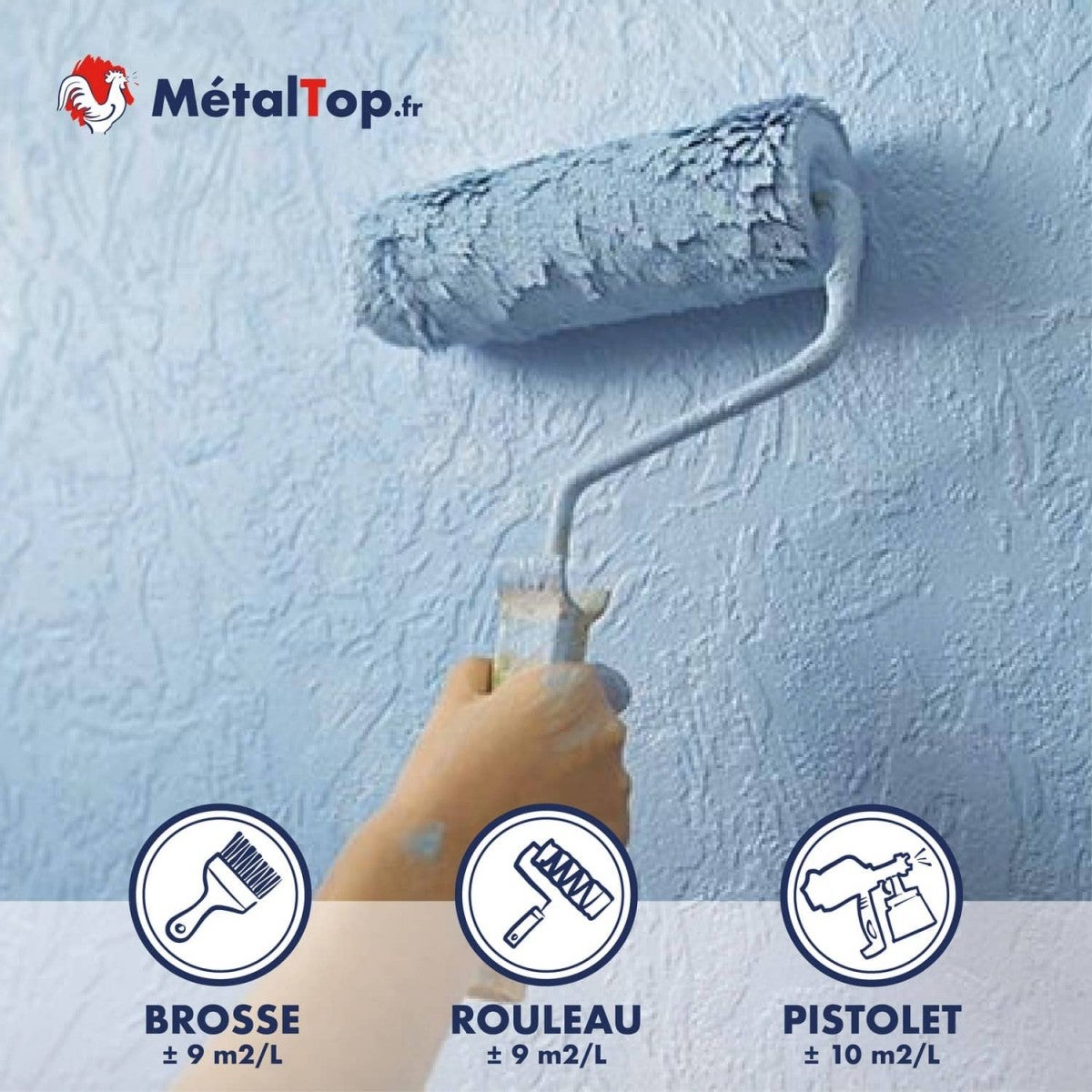 Peinture Papier Peint - Blanc pur - RAL 9010 - 1 L - Métaltop - 5