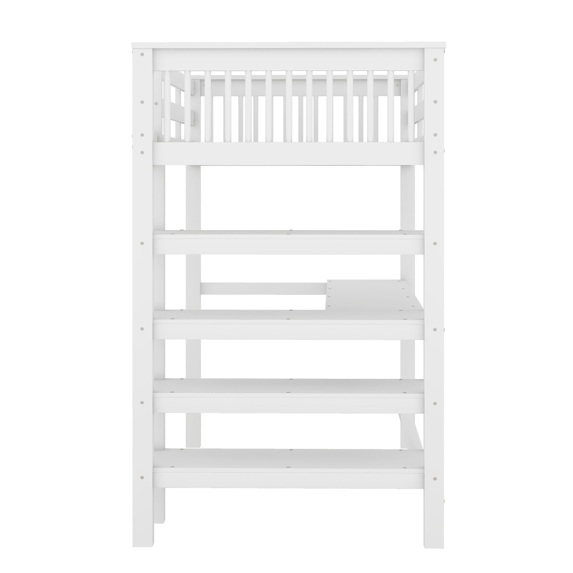 Cama alta 90 x 200 cm com secretária e prateleiras de arrumação - Madeira de pinho + MDF - Branco - 8