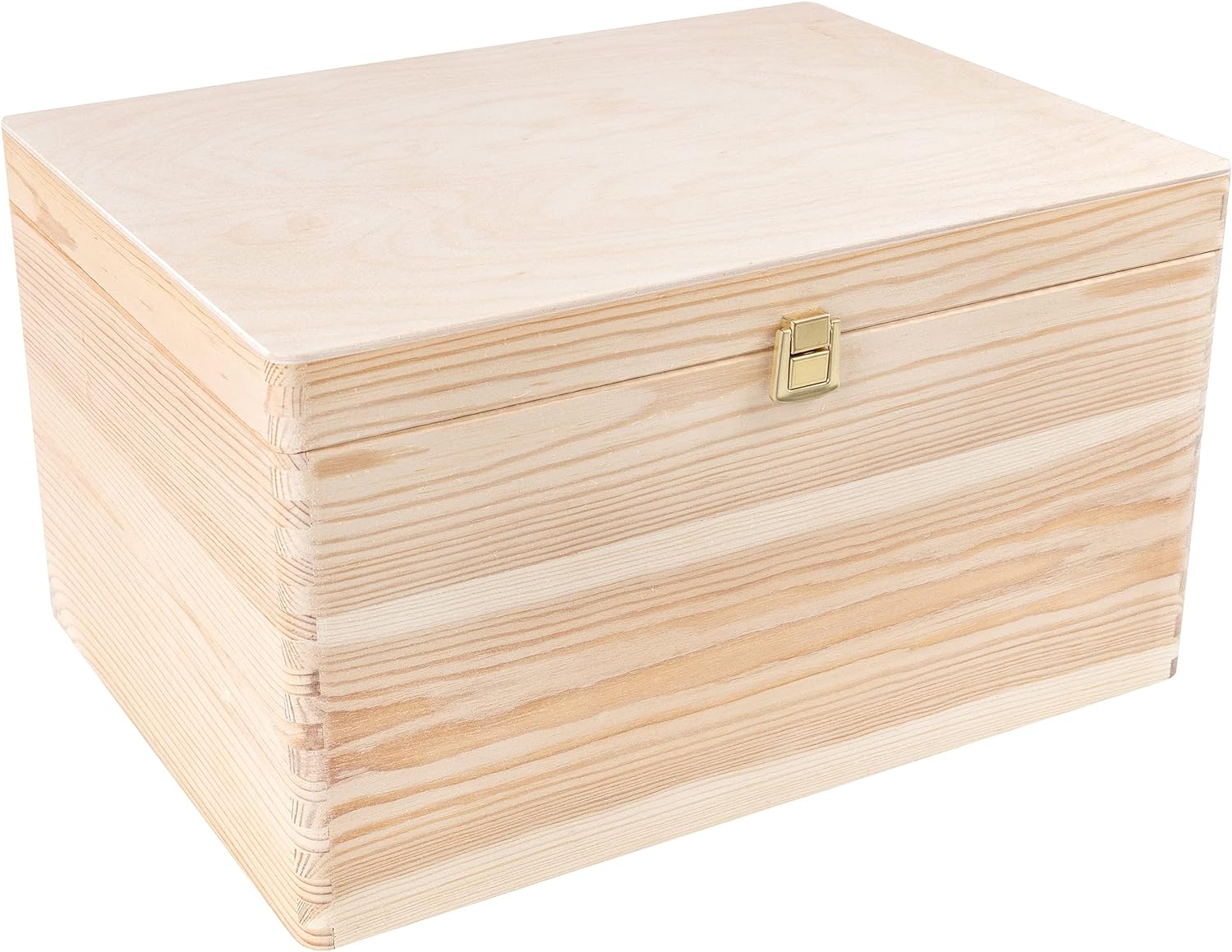 Creative Deco Boite de Rangement en Bois avec Fermoir | 40 x 30 x 24 cm (+/- 1 cm) | Non Peint et Brut | Coffre de Rangement | Boite Cadeau Noel - 6