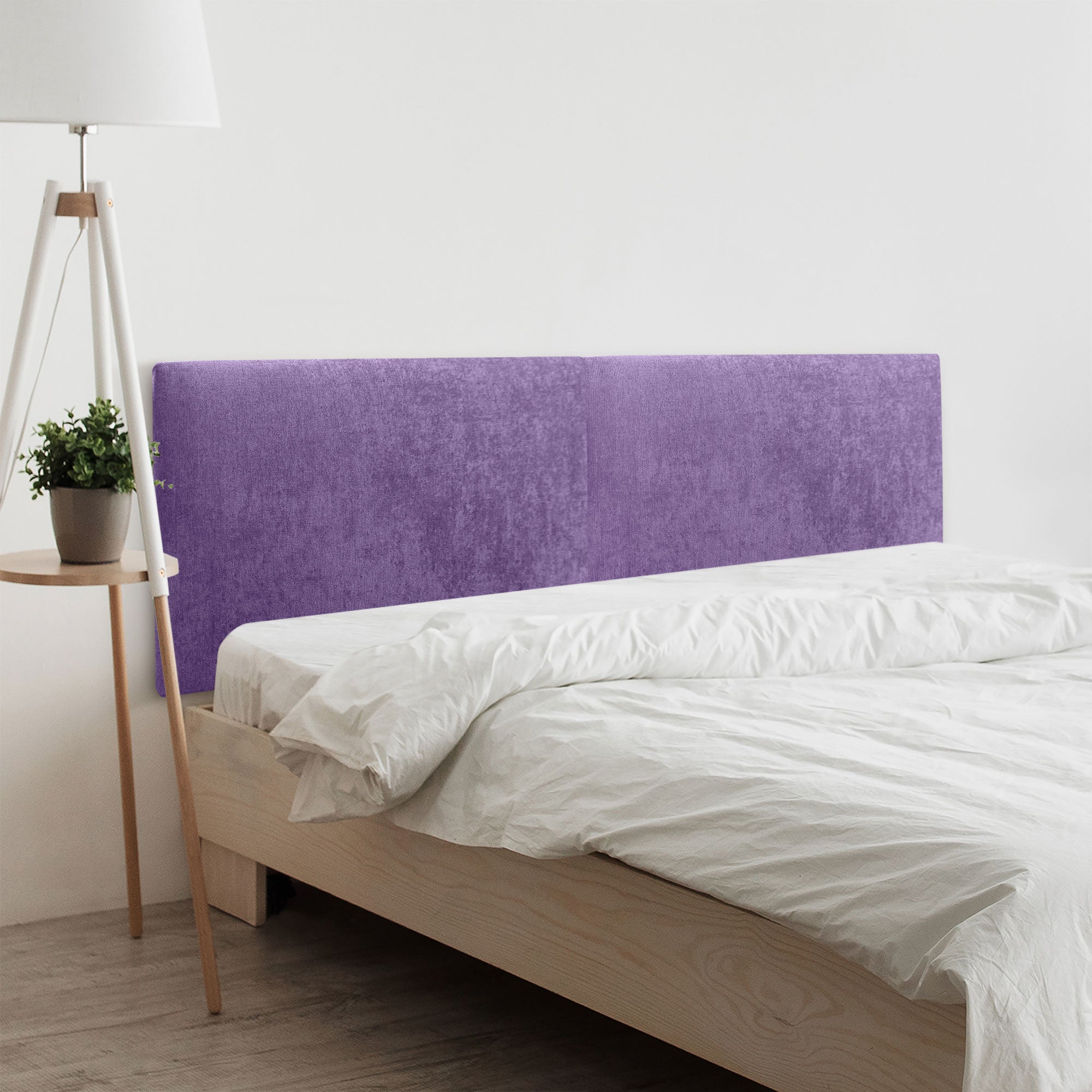 Dhome cabecero de tela acualine liso dual dividido en 2 piezas tapizado de alta gama cabezal dormitorio (lila, 220cm)