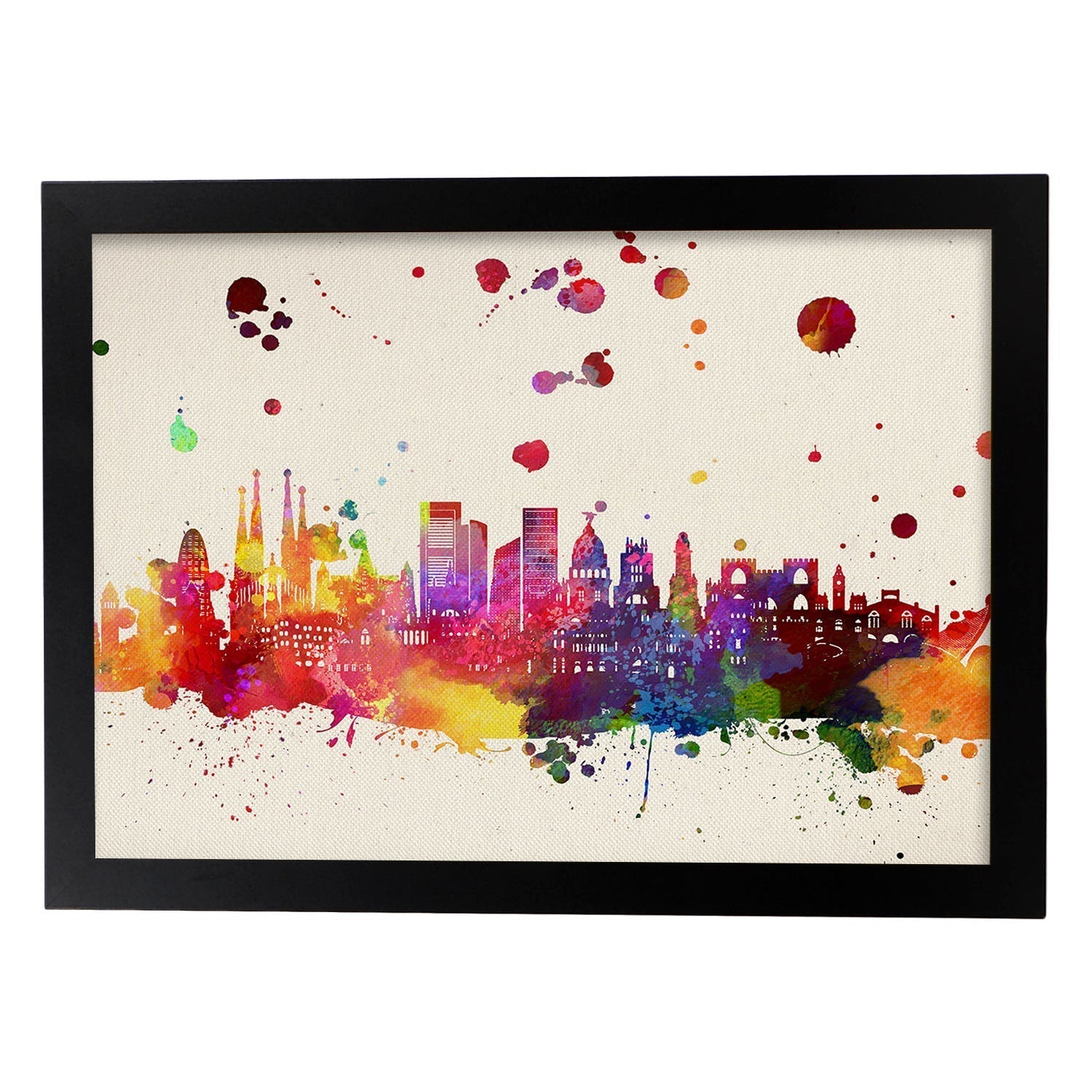 Poster de monumentos de espana. láminas e ilustraciones de ciudades, comunidades, y mapas de espana. marco negro - a3