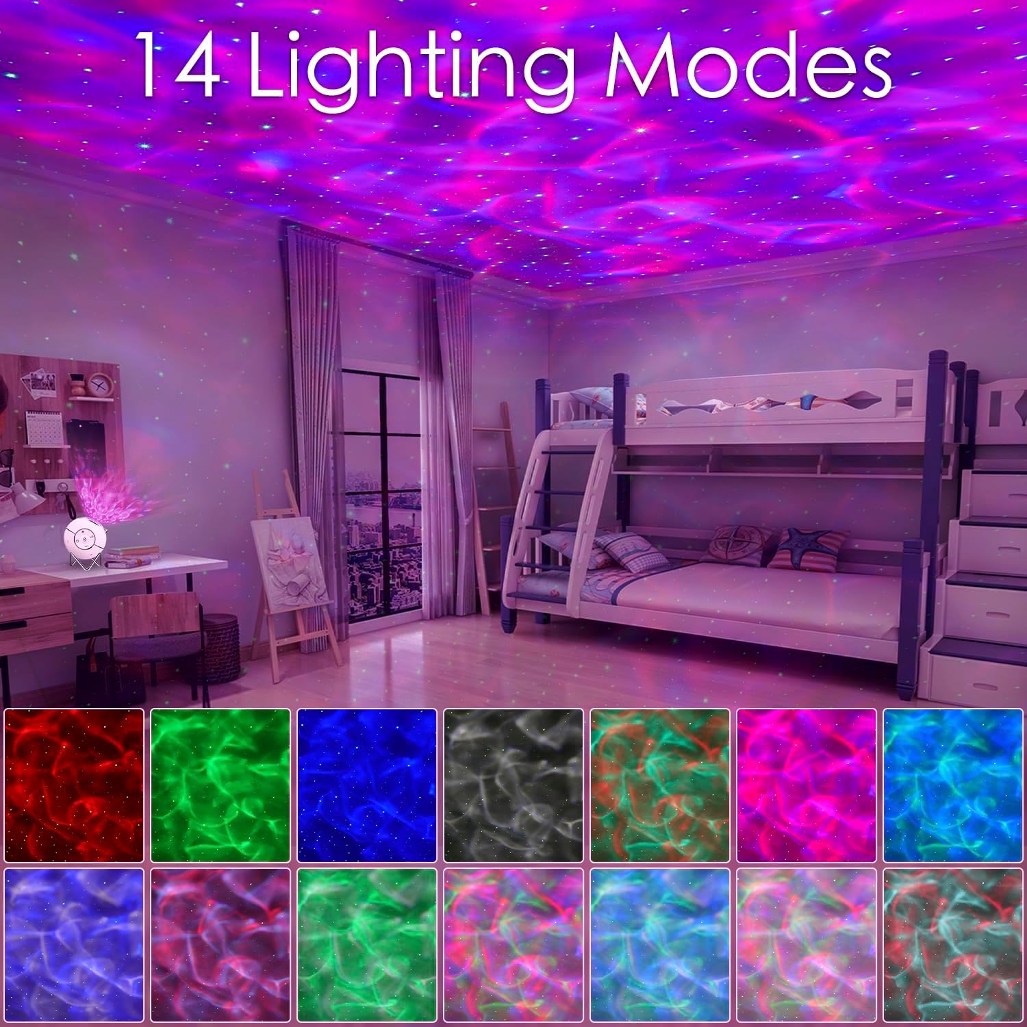 Projecteur Ciel Étoilé Galaxy, 360° rotation, bruit blanc, veilleuse pour bébé/enfant/adulte - 2