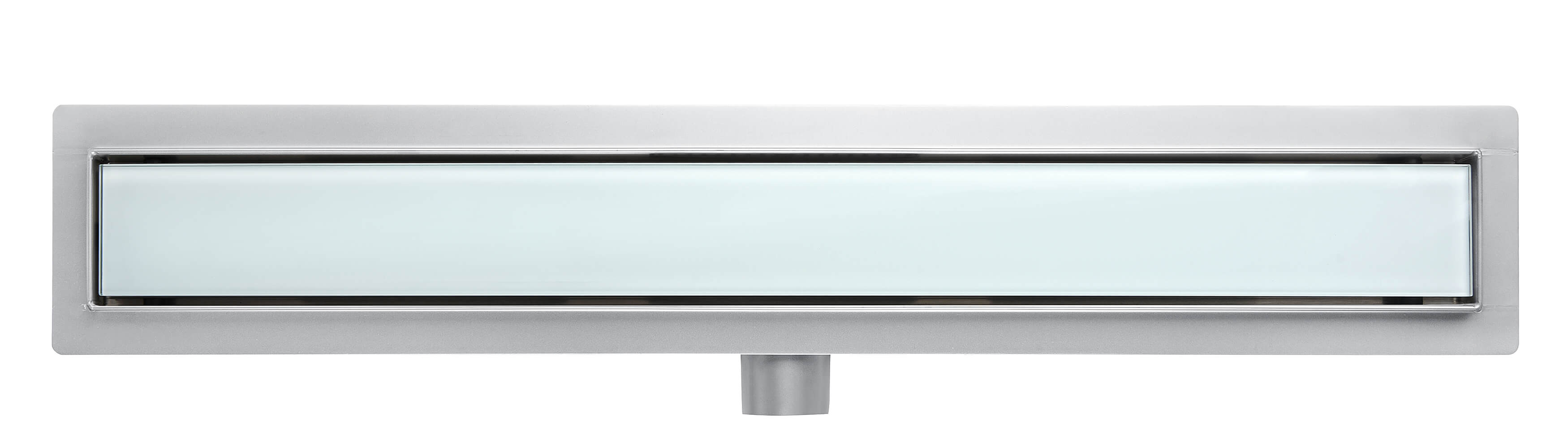 BALNEO - Canal de chuveiro 80 cm - 2 em 1 Canal de chuveiro com sifão Decor Next Wave - Canal linear em aço inoxidável AISI 304 Painel de vidro branco - 4