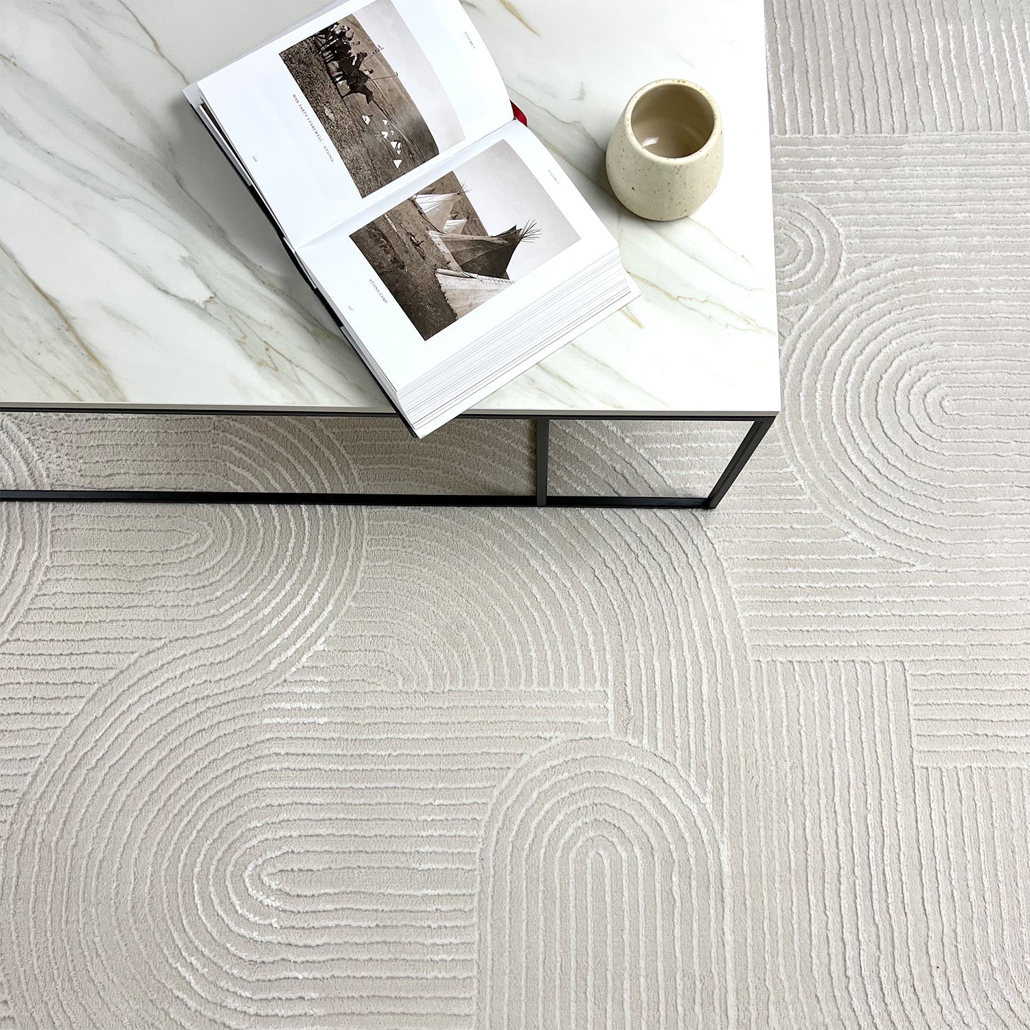 RUGURA - Tapete moderno - Sala, quarto, corredor, tapete de quarto - Estilo nórdico, moderno, contemporâneo - 160x230cm - Beige - 6