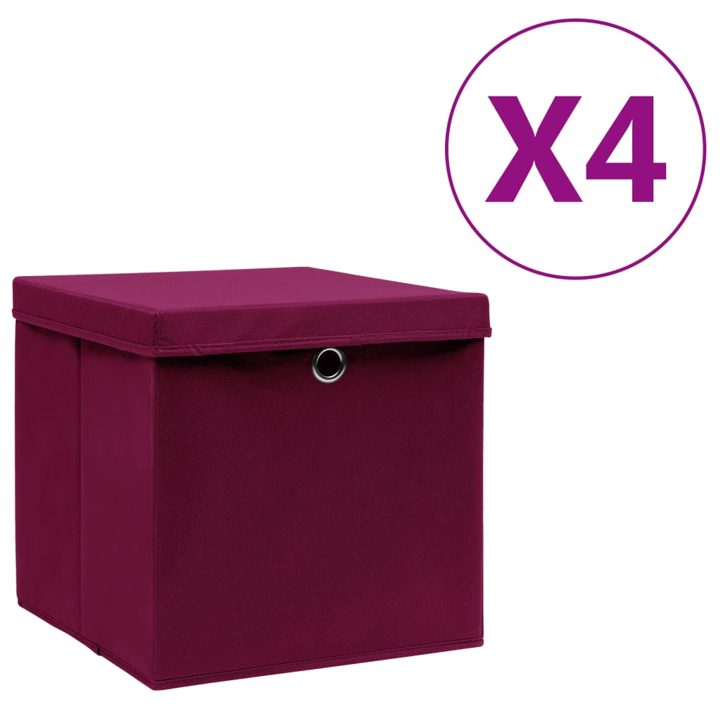 Maison Exclusive - Boîtes de rangement avec couvercles 4pcs 28x28x28cm ...