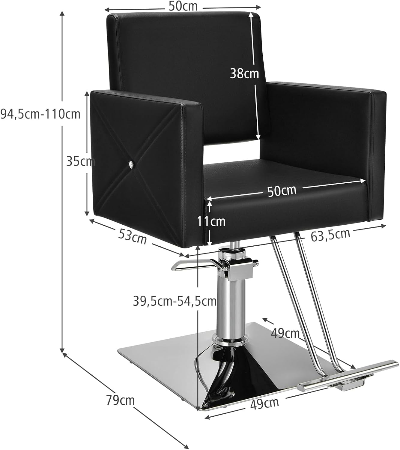 Poltrona da Barbiere con Altezza Regolabile, Sedia da Barbiere Girevole a 360°, con Pompa Idraulica Pesante, Capacità di Carico 150 kg - 3